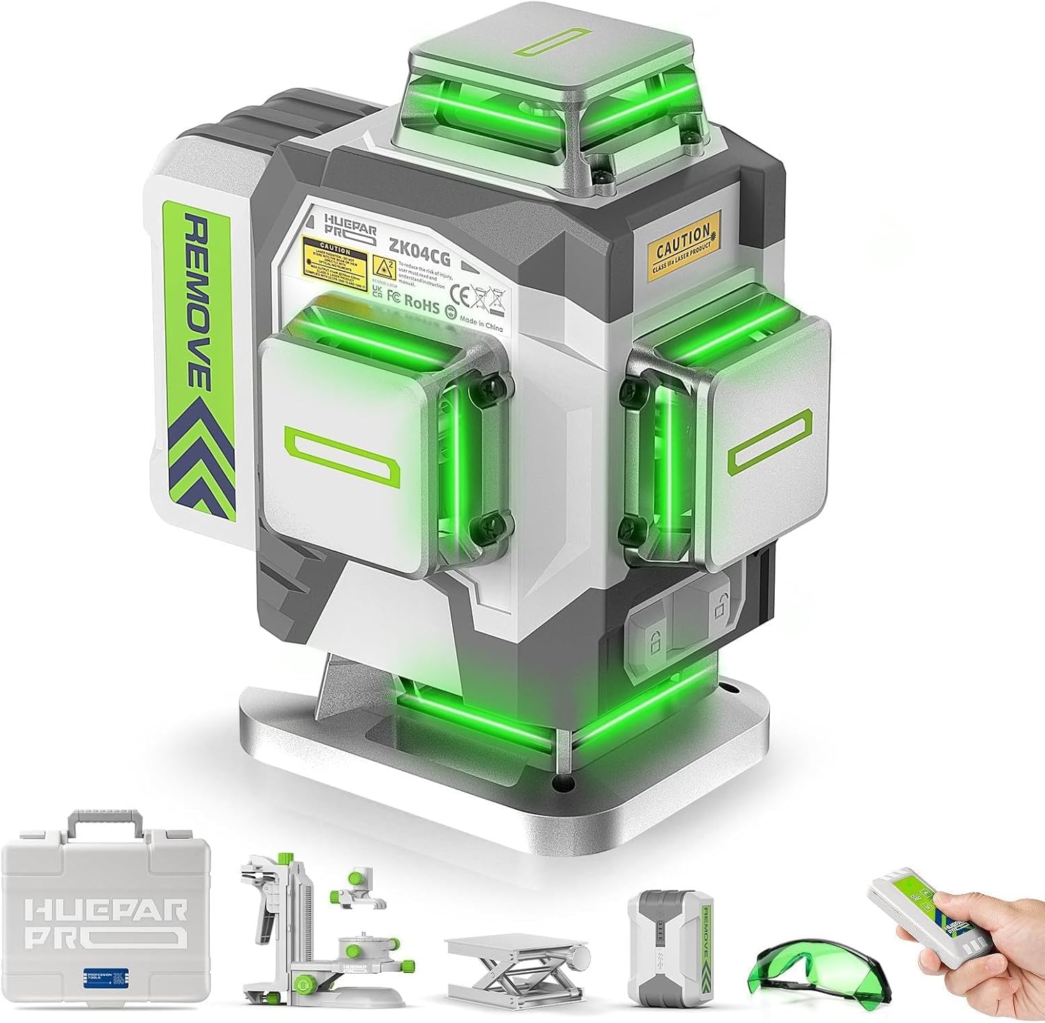 Niveau laser 4D vert auto nivellement batterie 8000 mAh