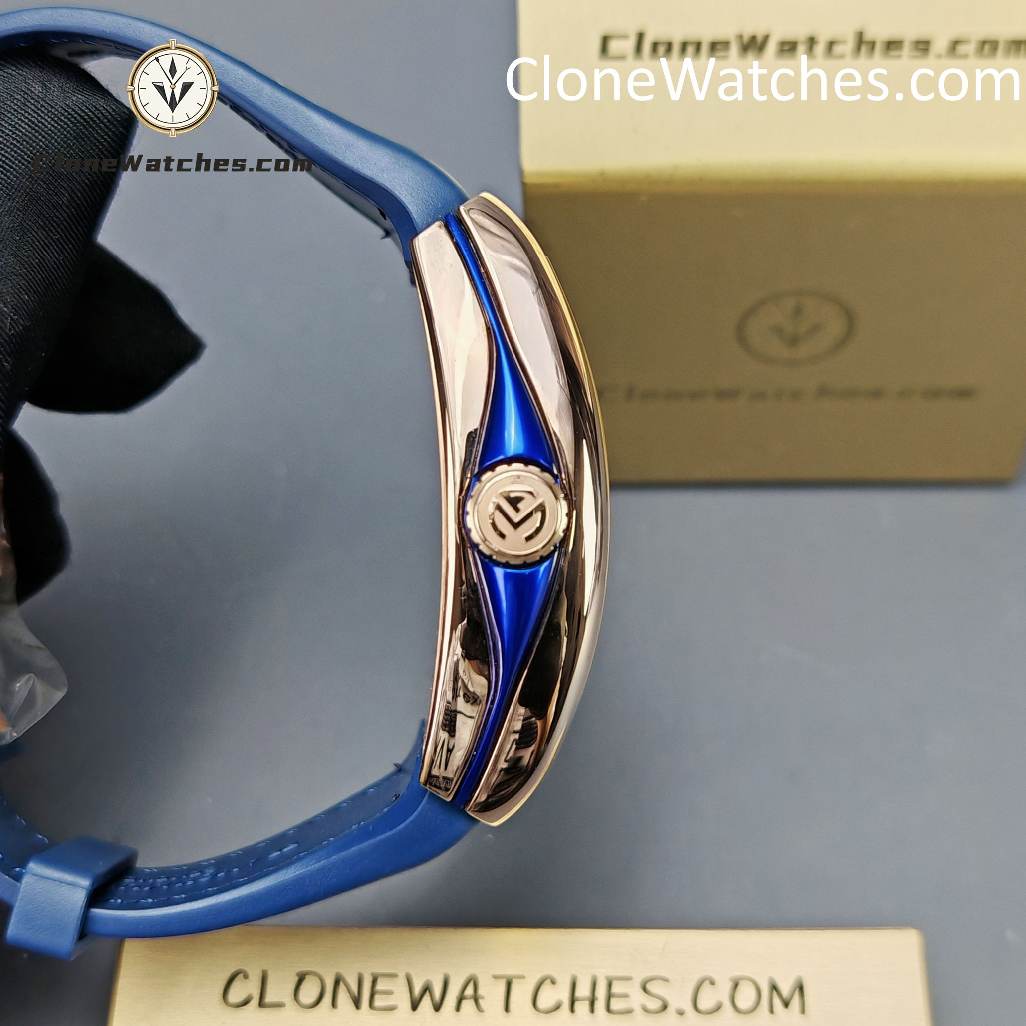 Franck Muller Super Clone Watches 1:1 V45 SC DT YACHTING 5N Rose Gold Blue Dial