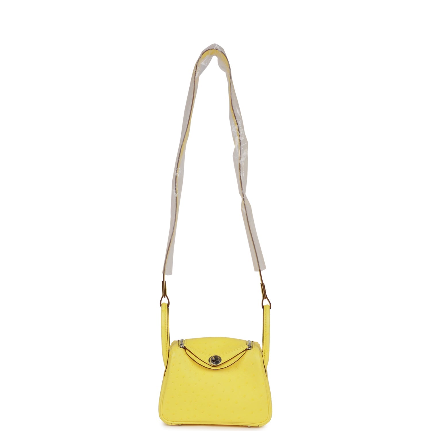 Hermes Mini Lindy Jaune Citron Ostrich Palladium Hardware