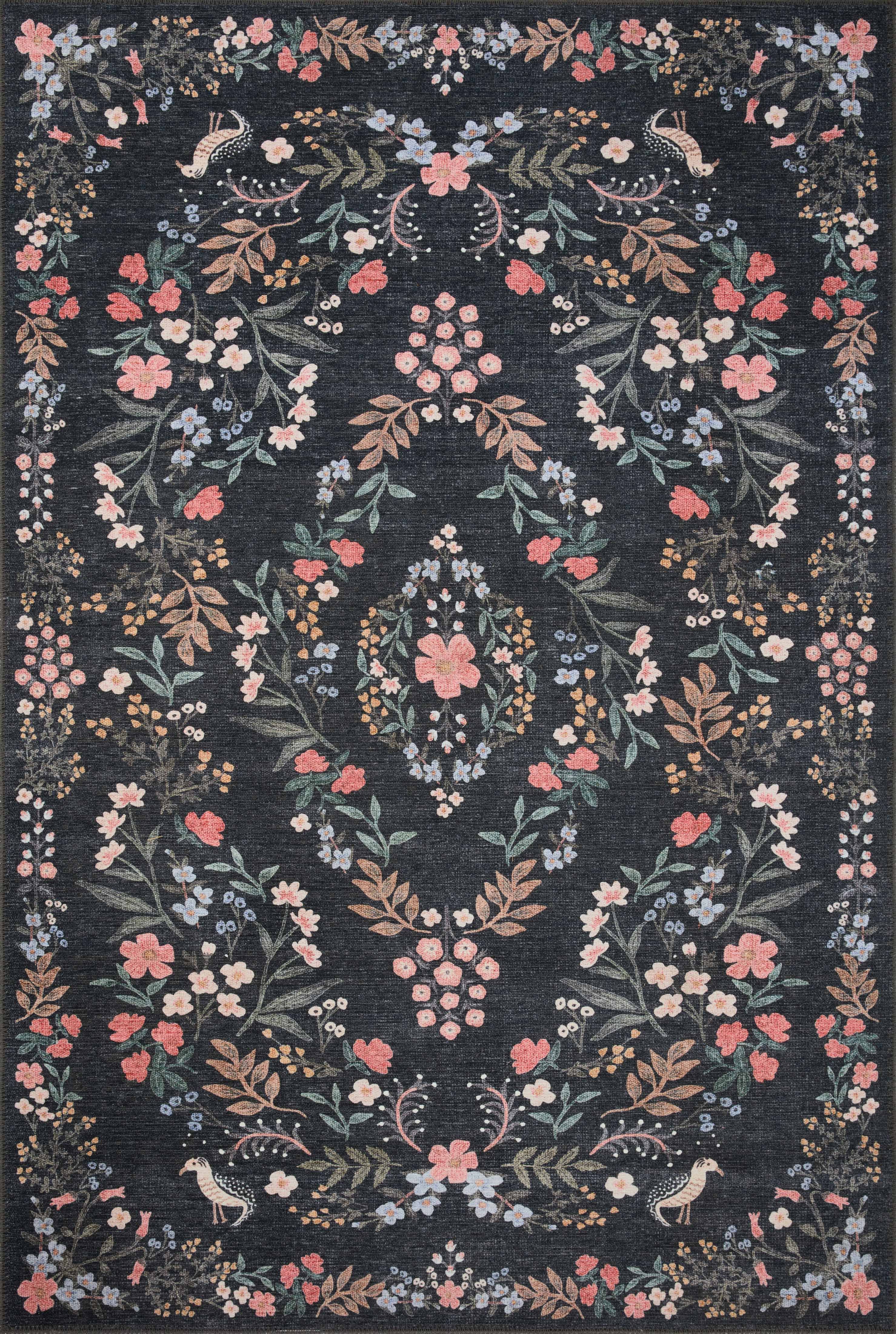 Rifle Paper Co. x Loloi 2'6" x 12'0" Black Maison Tuileries (MAO-04) Runner Area Rug