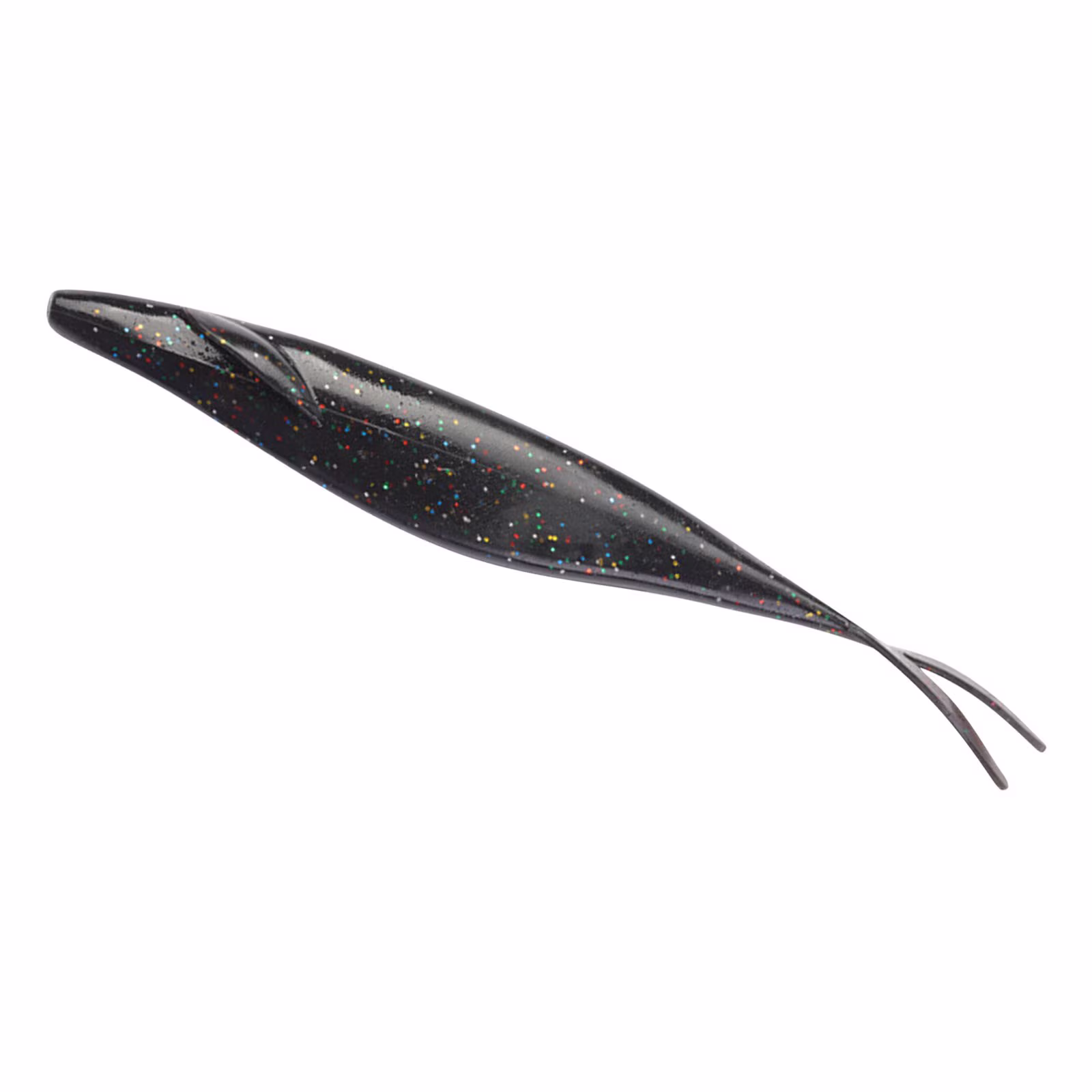 VKLU 6pcs Soft Plastic Split Tail Minnow Lures, Ribbed Jerkbait with 3D Eyes, Yellow Silver Chartreuse Bait for Bass Fishing, Drop Shot Rig