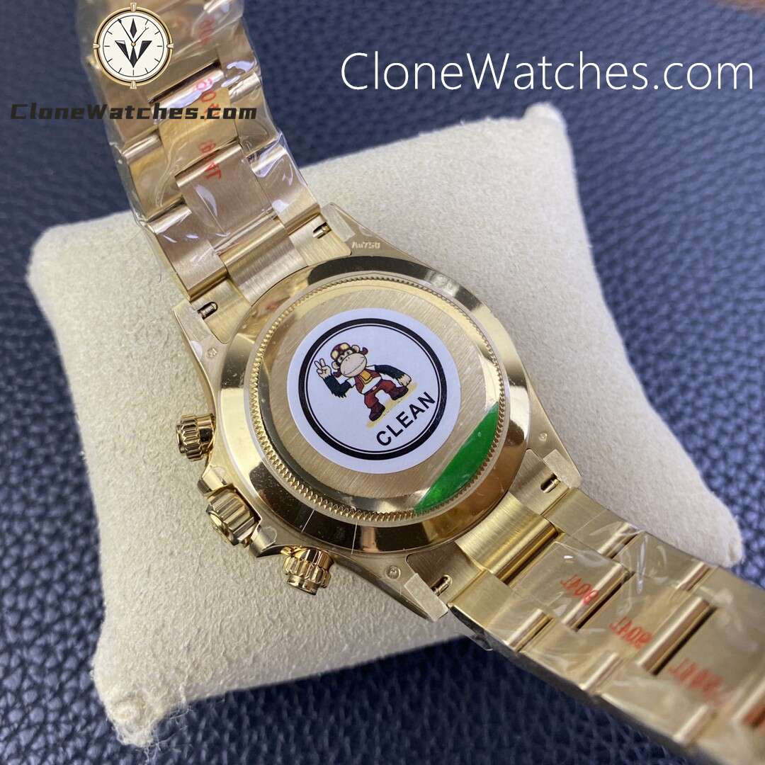 Rolex Super Clone Watches 1:1 Daytona 18K Gold Black Diamonds Dial M116508-0008 4130 Movement