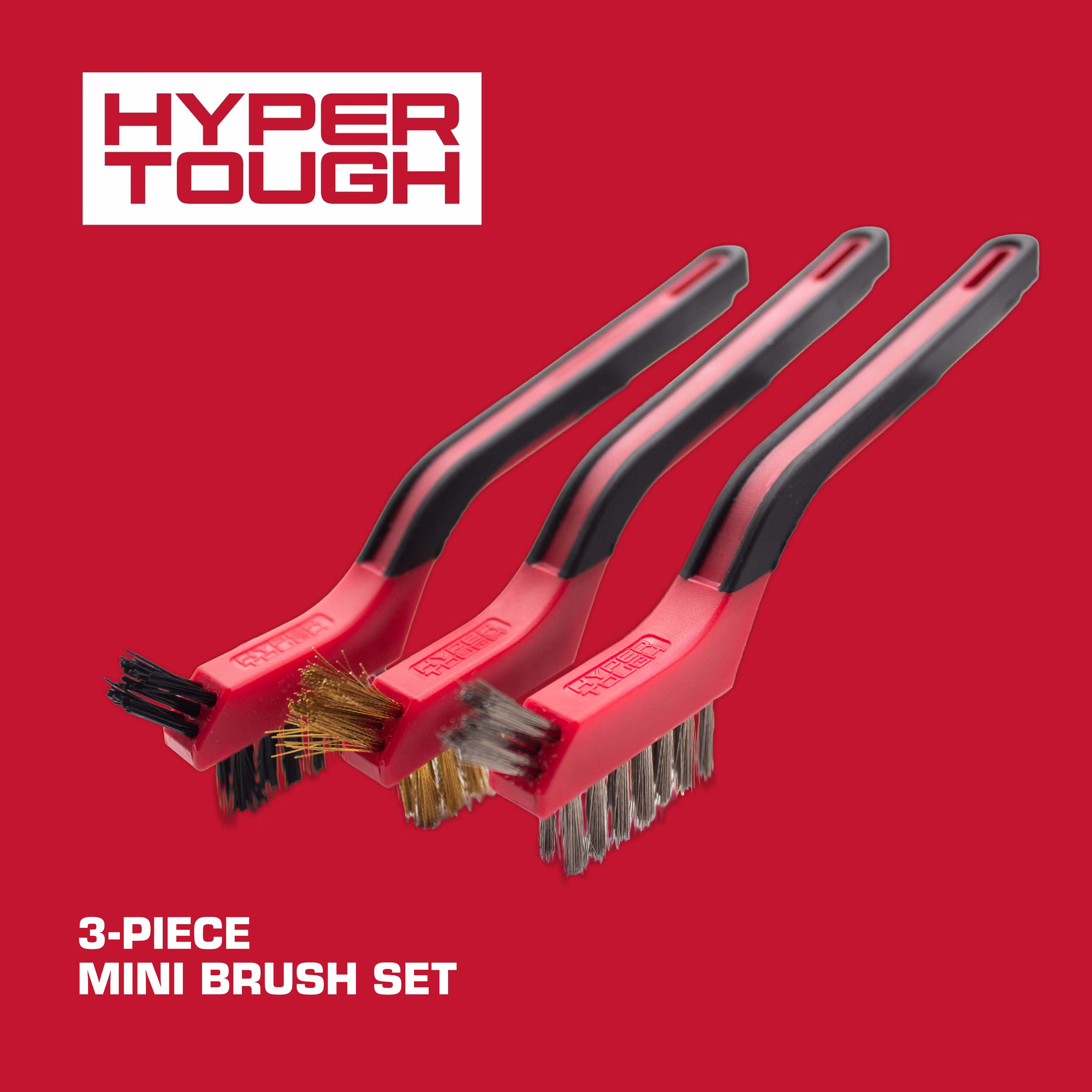 HyperTough Mini Brushes, 3-Pack Assortment (Nylon, Brass, Stainless Steel)