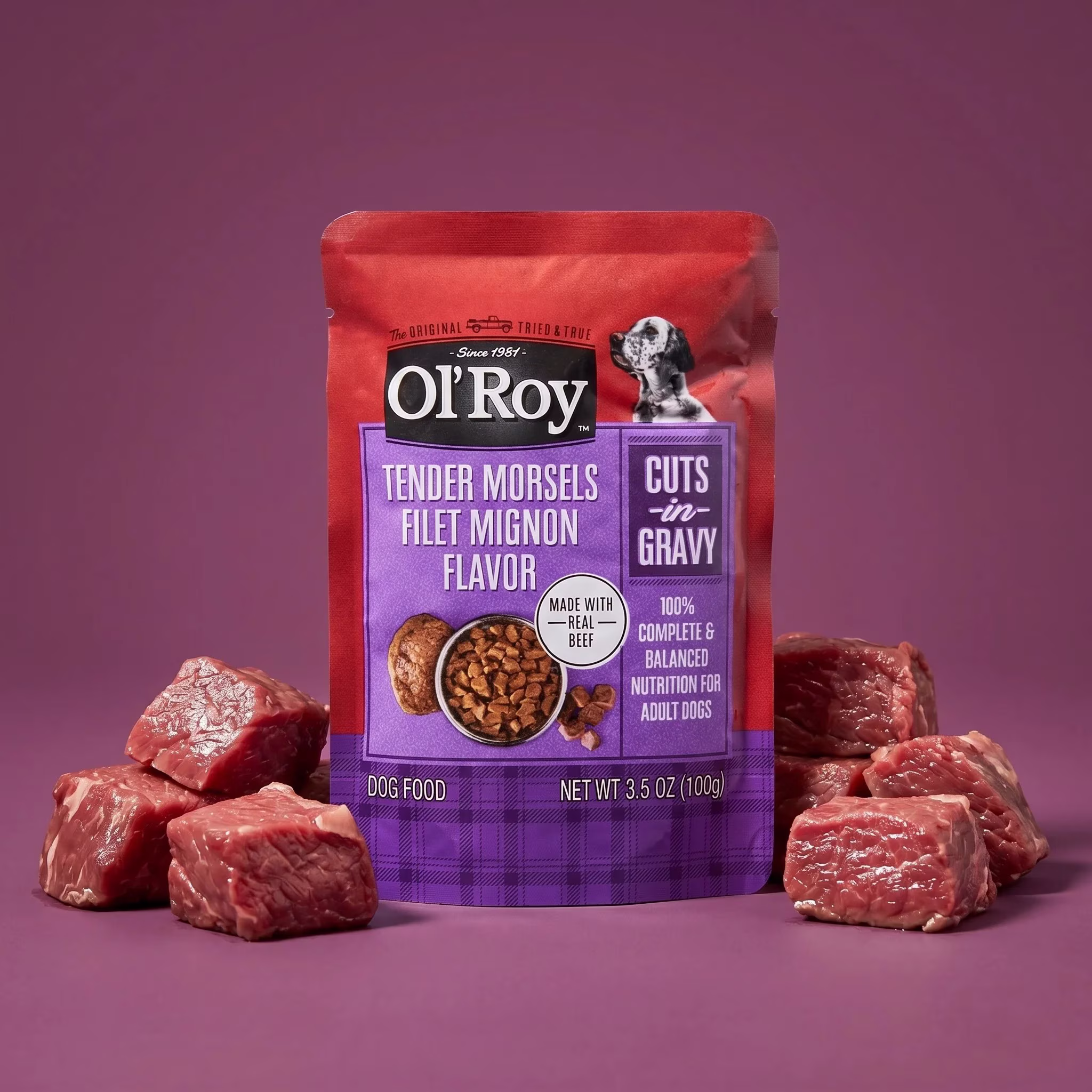 Ol' Roy Cuts-in-Gravy Tender Morsels Filet Mignon Flavor Dog Food, 3.5 oz Pouch