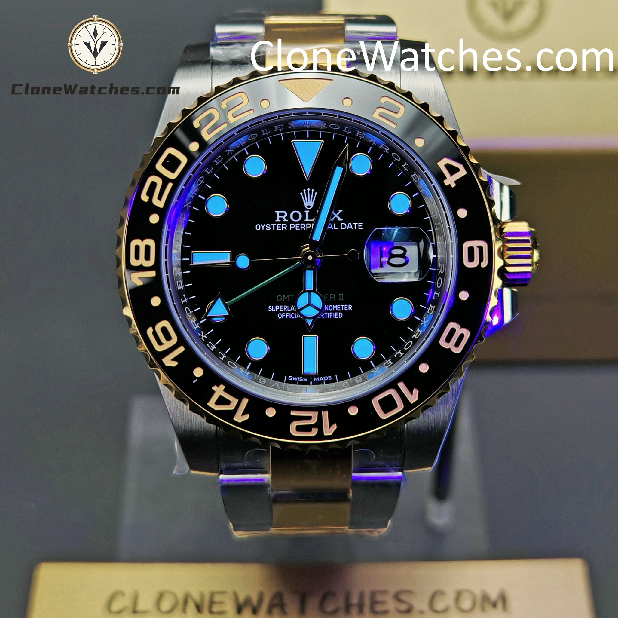 Rolex Super Clone Watches 1:1 GMT Master II 116713-LN-78203 Oyster 3186 Movement