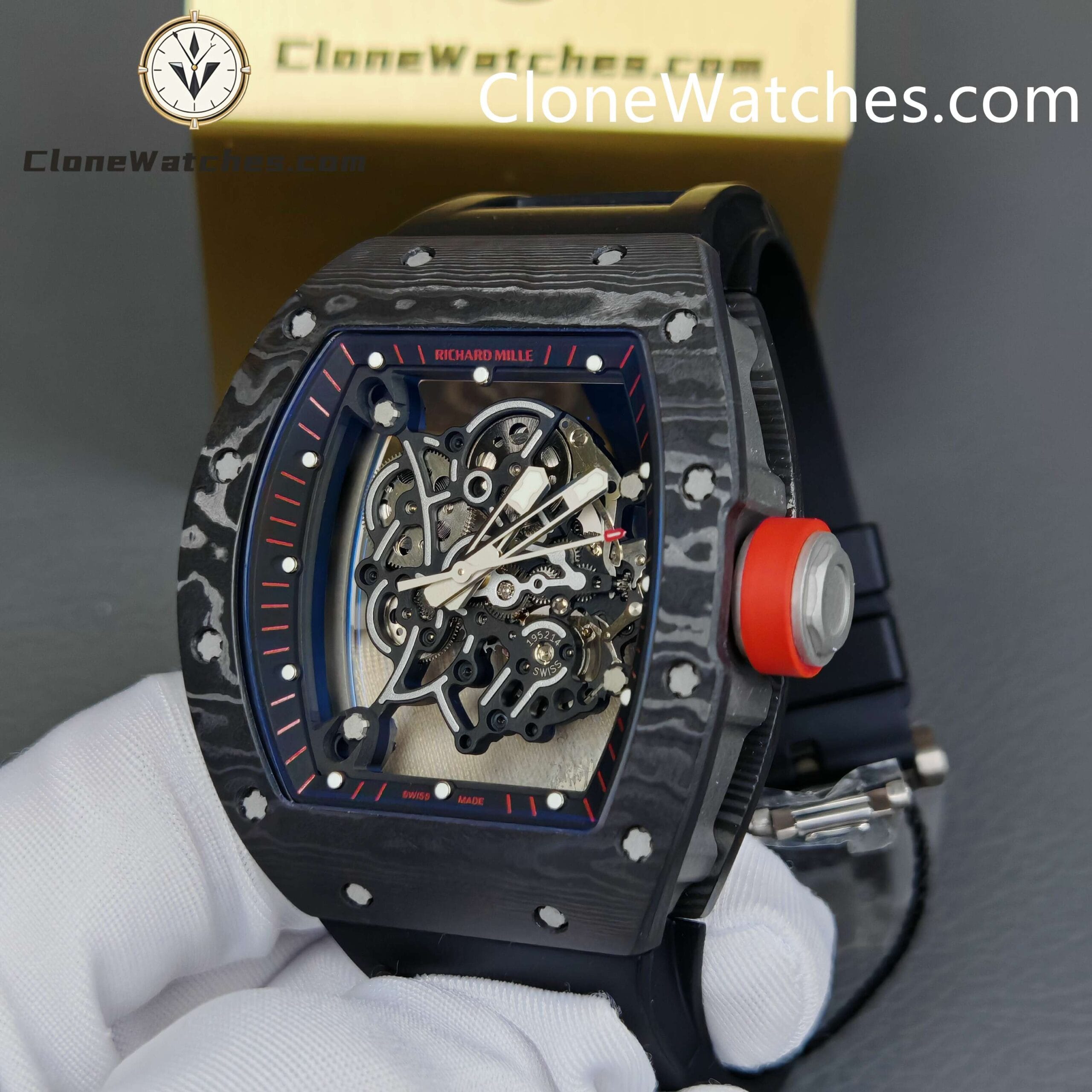 Richard Mille Super Clone Watches 1:1 RM 055 NTPT Tourbillon Black Strap