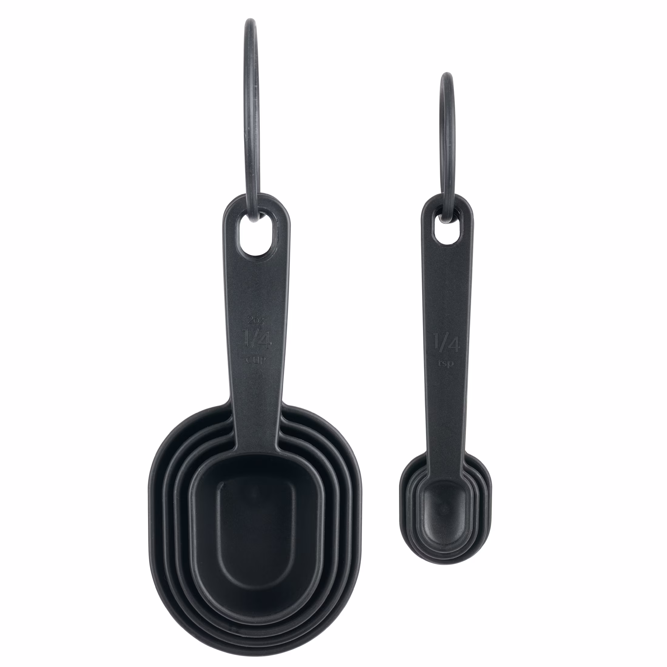 Mainstays 8-Piece Measuring Cup and Spoon Set - Durable, Space Saving Kitchen Essential, Black