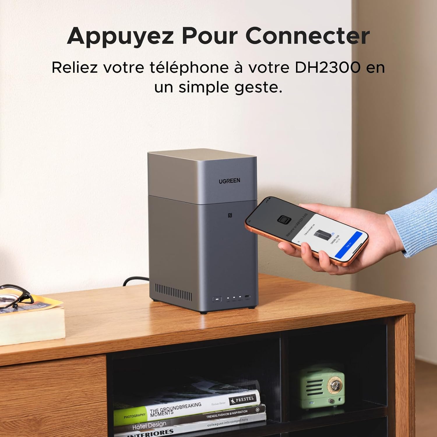 NAS bureau 2 baies DH2300 4 Go RAM NFC One Touch LAN 1 GbE album photo IA système débutants