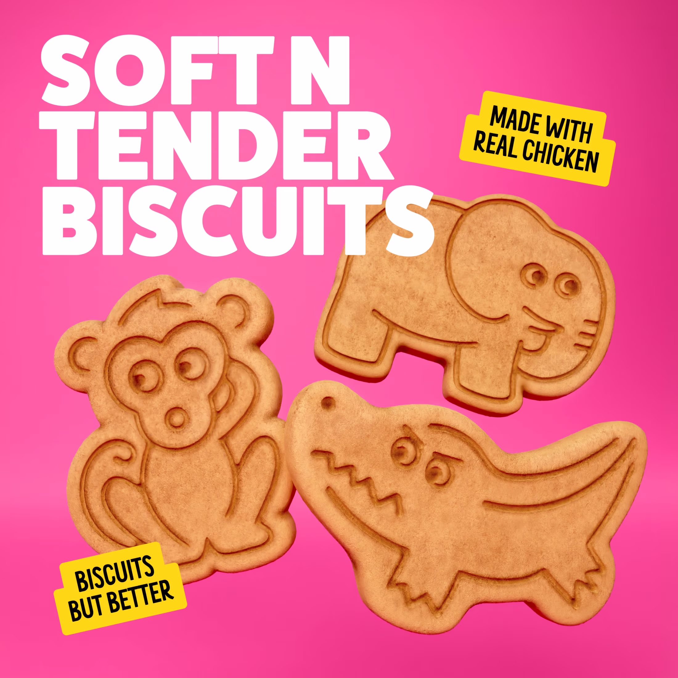 BONKERS Soft & Meaty Dog Treats Made with Real Chicken, Zoo Animal Shapes, 5.6 oz Bag