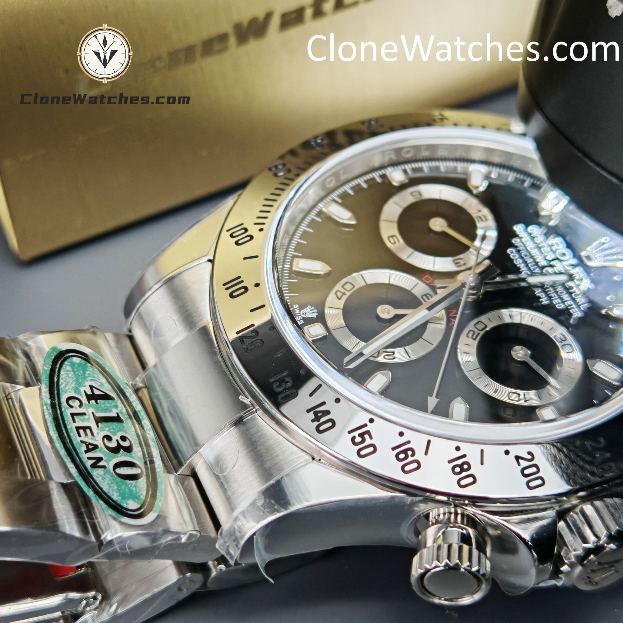 Rolex Super Clone Watches 1:1 Daytona Black Dial M116520-78590 4130 Movement