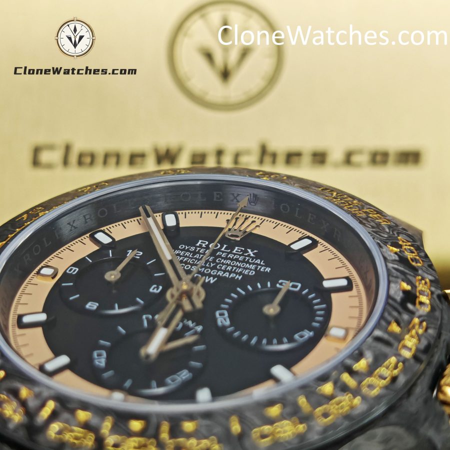 Modified Super Clone Watches 1:1 DiW Rolex Daytona NTPT Carbon “CREAM INVERT GOLD”