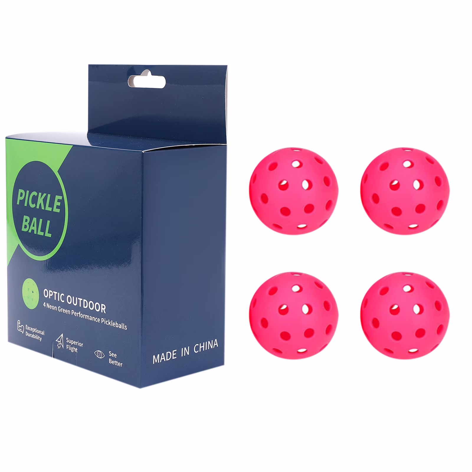 Gallickan 4 Pack Pickleball Balls, 40 Holes Pickleball Balls - Play for Outdoor Indoor, Elasticity & Durable, 74mm Standard Size - Gifts for Pickleball Lovers & Beginner, Hot Pink