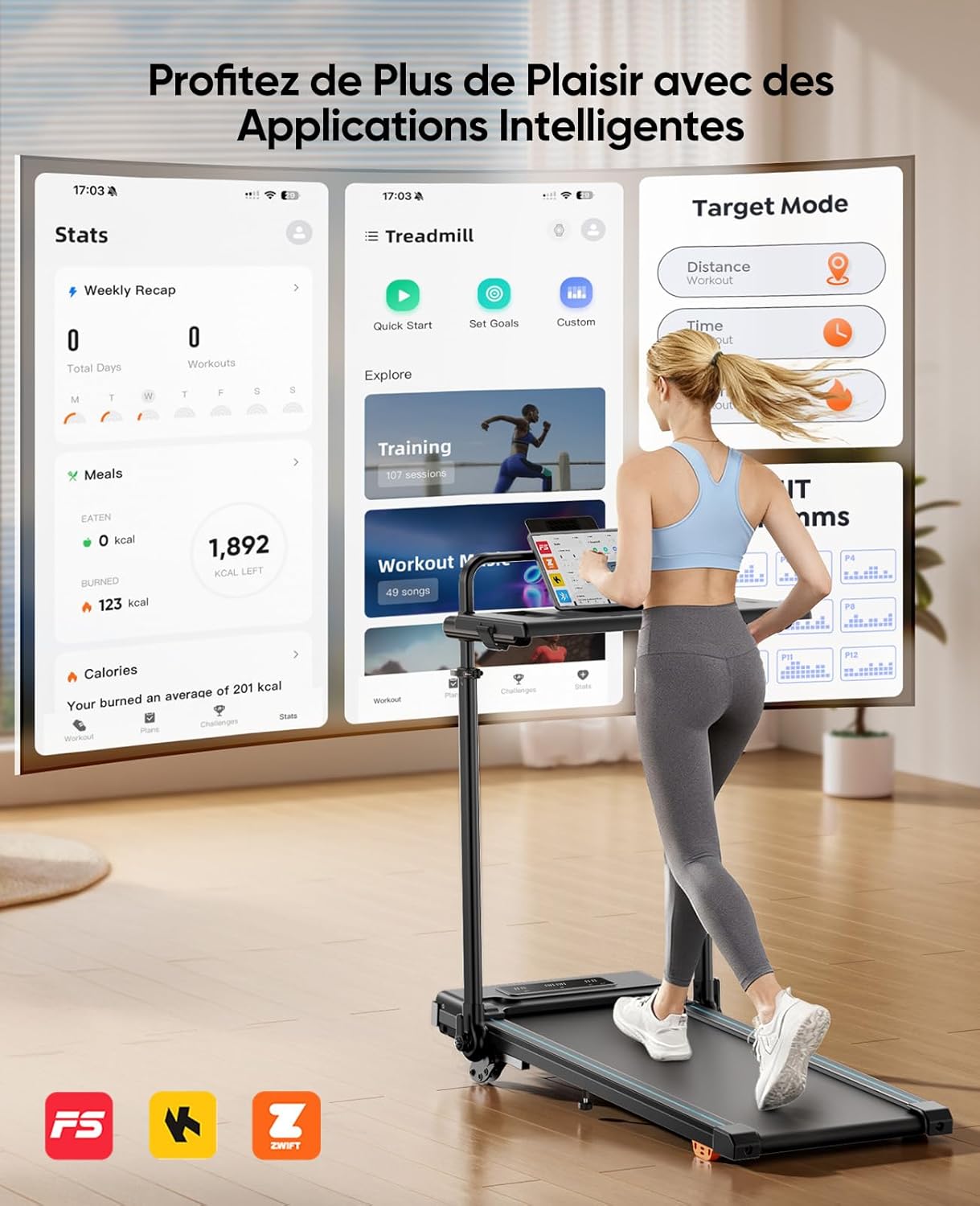 Tapis course pliable inclinable 12 pour marche et course 12 km h 3 HP charge 150 kg