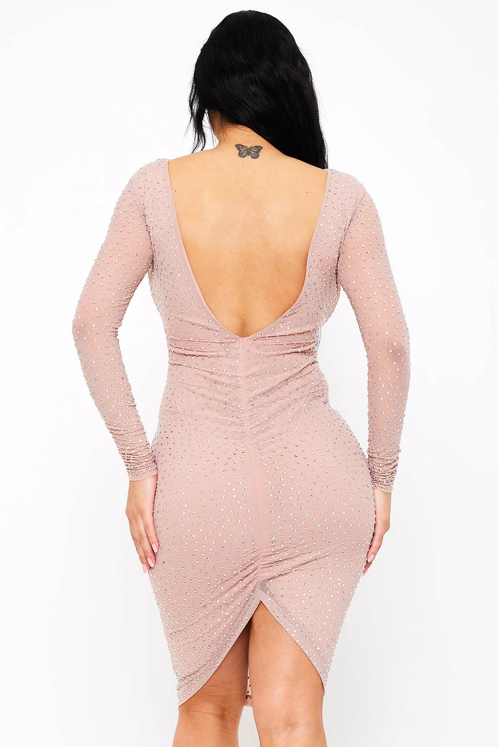 Symphony Dress - Translucent Rhinestone Midi Dress