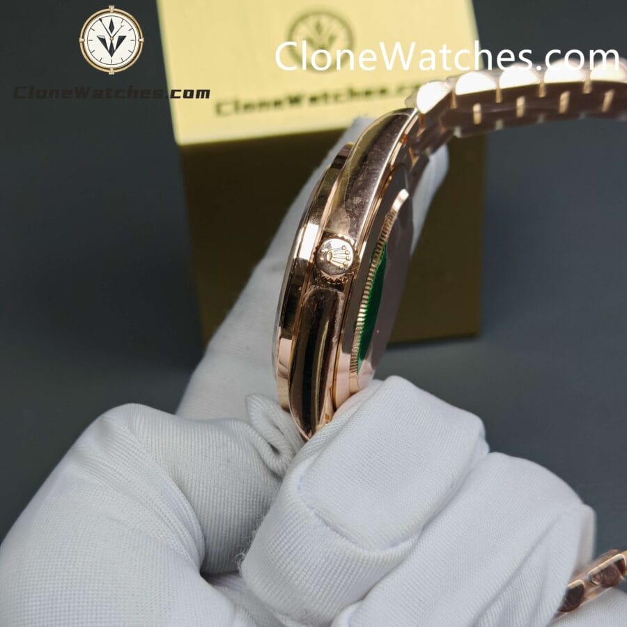 Modified Super Clone Watches 1:1 Rolex Rose Gold Day Date Rainbow Circle 3255 Movement
