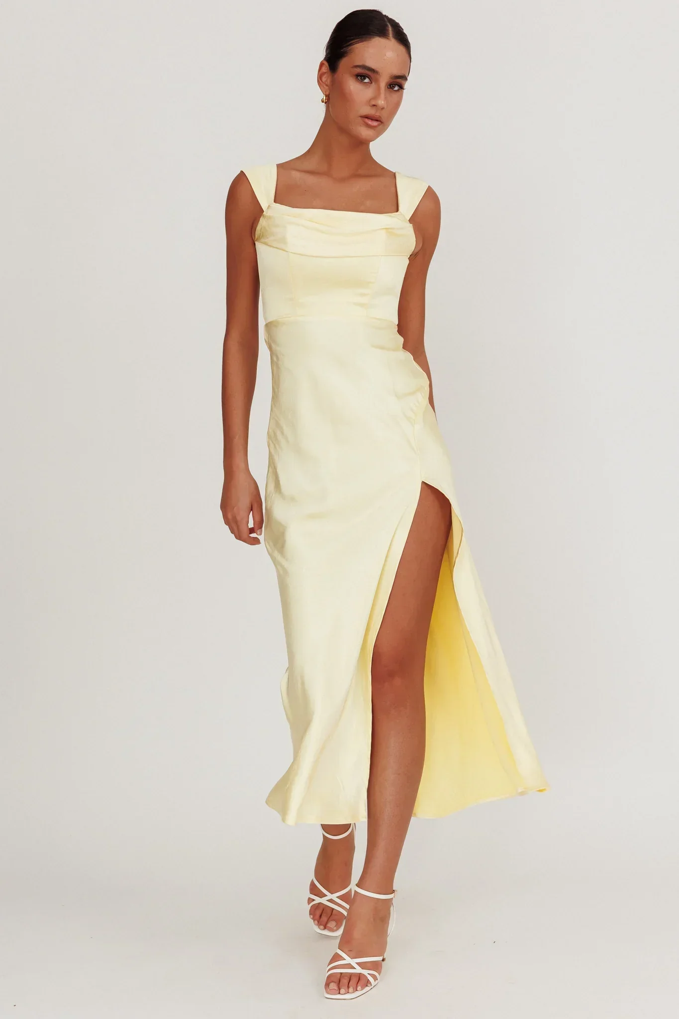 Lucinda Off-Shoulder V-Back Dress Butter