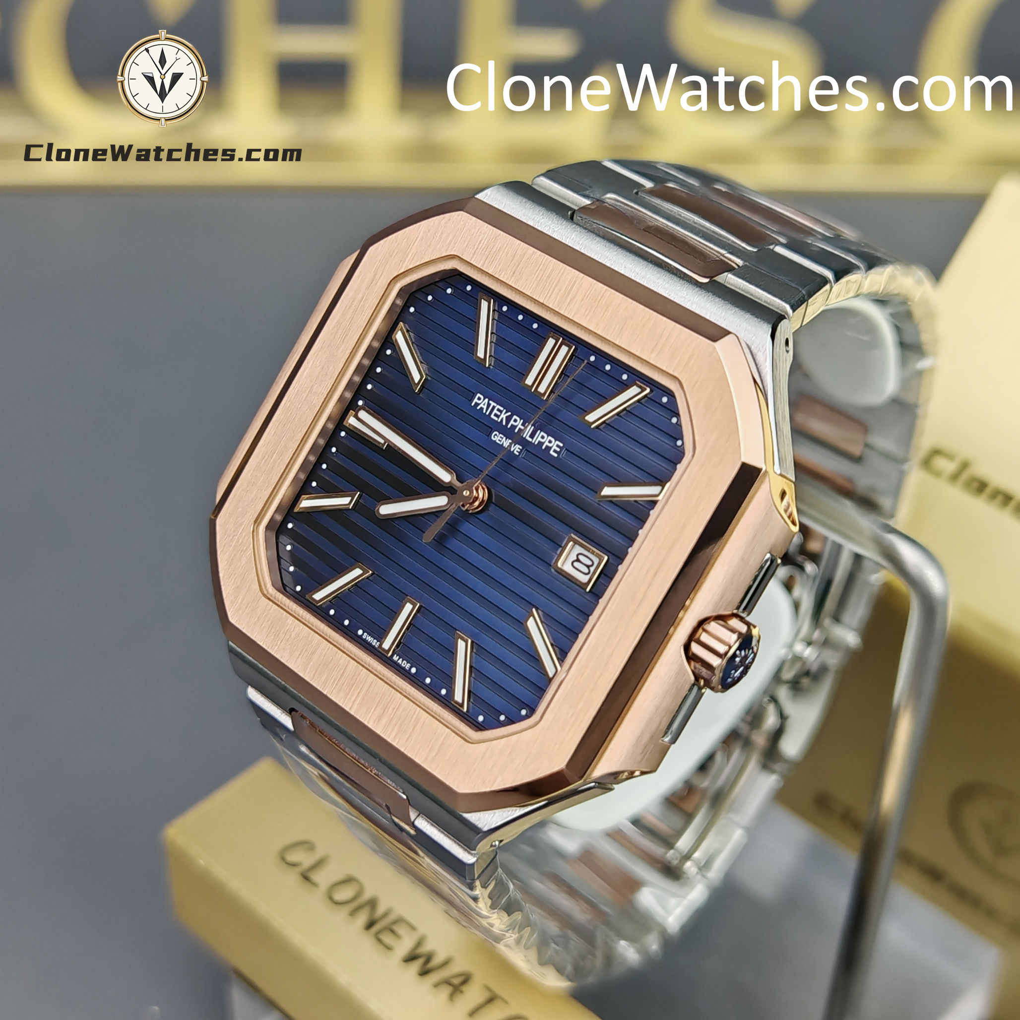Patek Philippe Super Clone Watches 1:1 Cubitus Gold 5821/1AR-001 Blue Dial