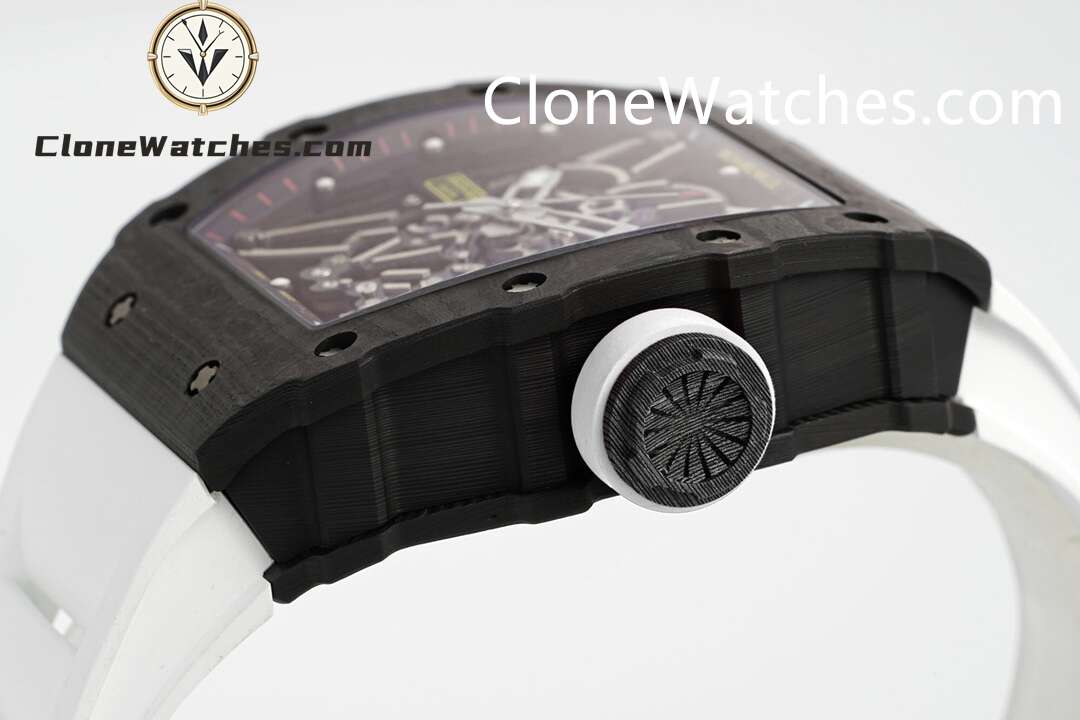 Richard Mille Super Clone Watches 1:1 RM 035 – 02 NTPT Carbon Fiber White Rubber Strap