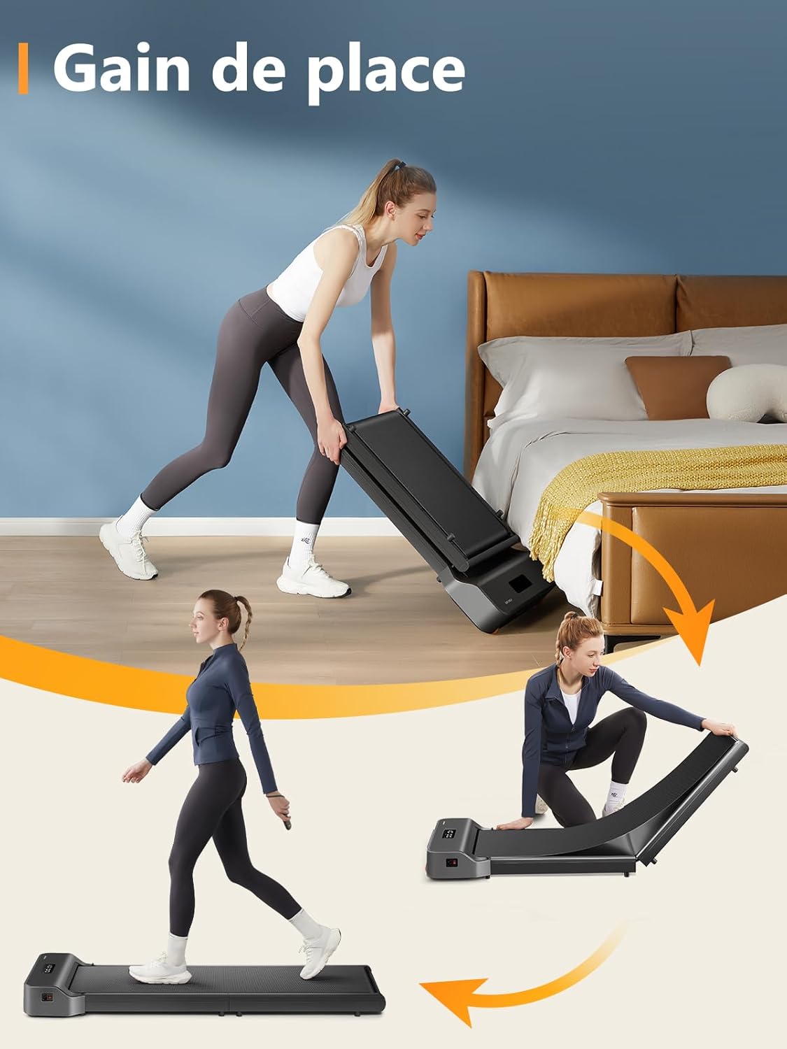 Tapis marche pliable électrique silencieux 6 km h télécommande