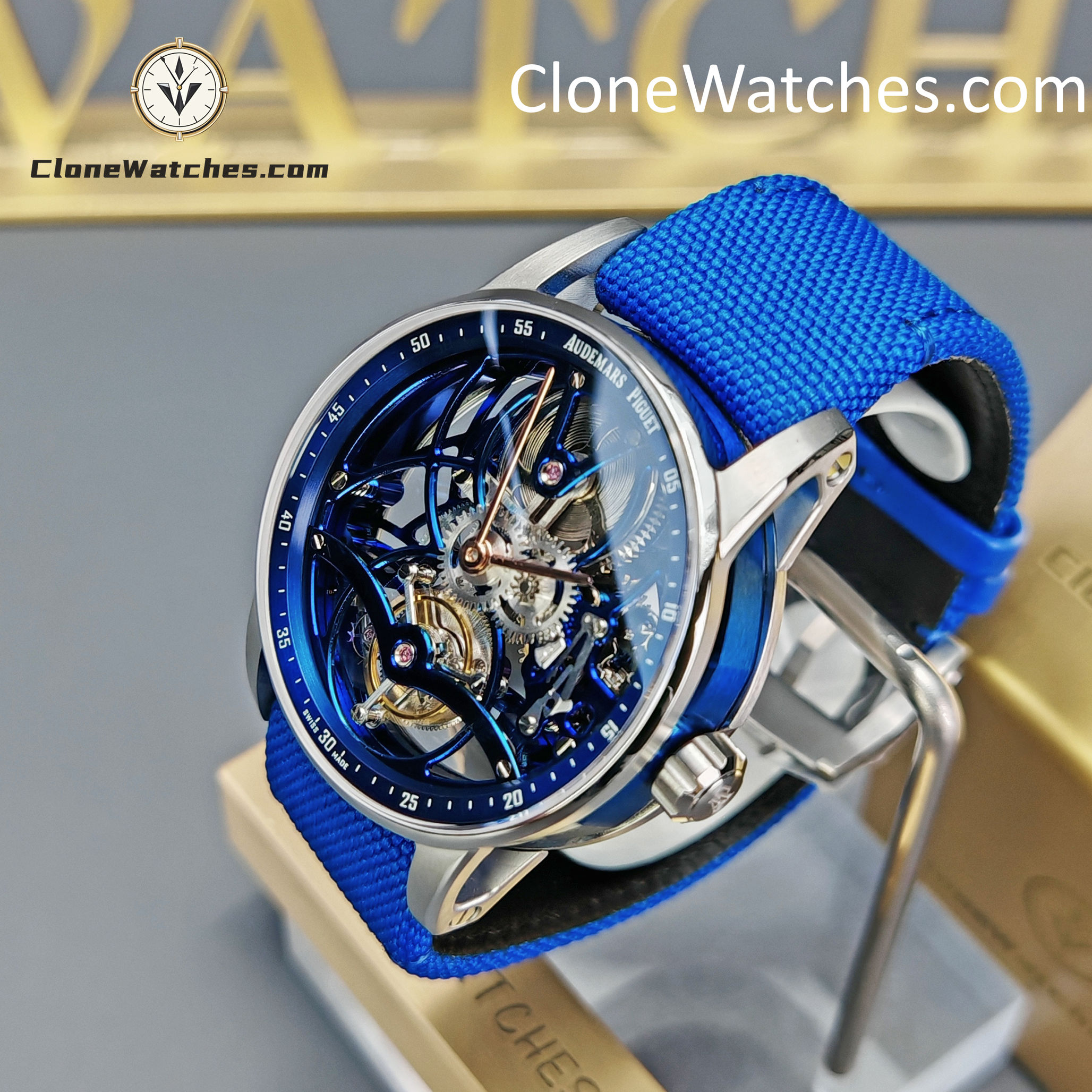 Audemars Piguet Super Clone Watches 1:1 Code 11.59 Tourbillon Blue Openworked 26600NB 41mm