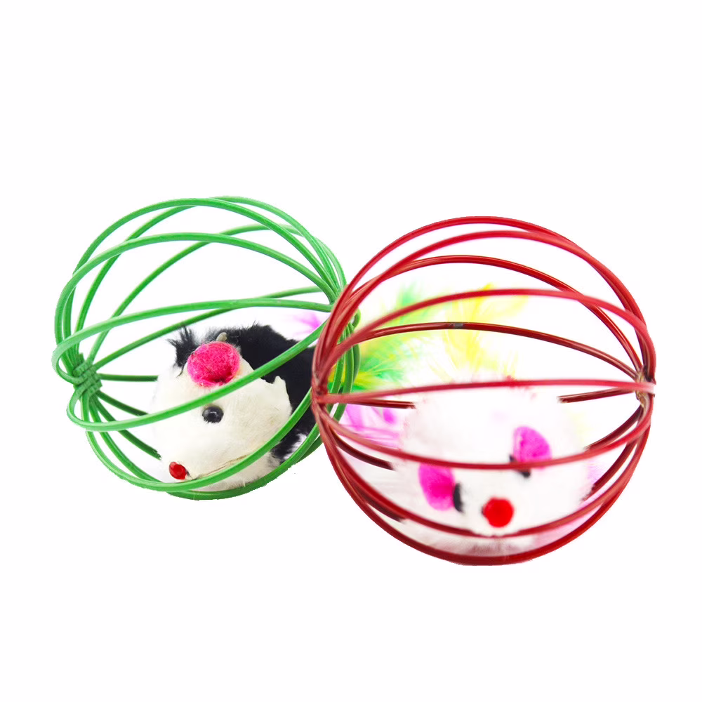 Vikakiooze Sale Pet Cat Funny Playing Toy Teal Fake Mouse Mice Rat in Cage Ball,Cat Toy Mouse