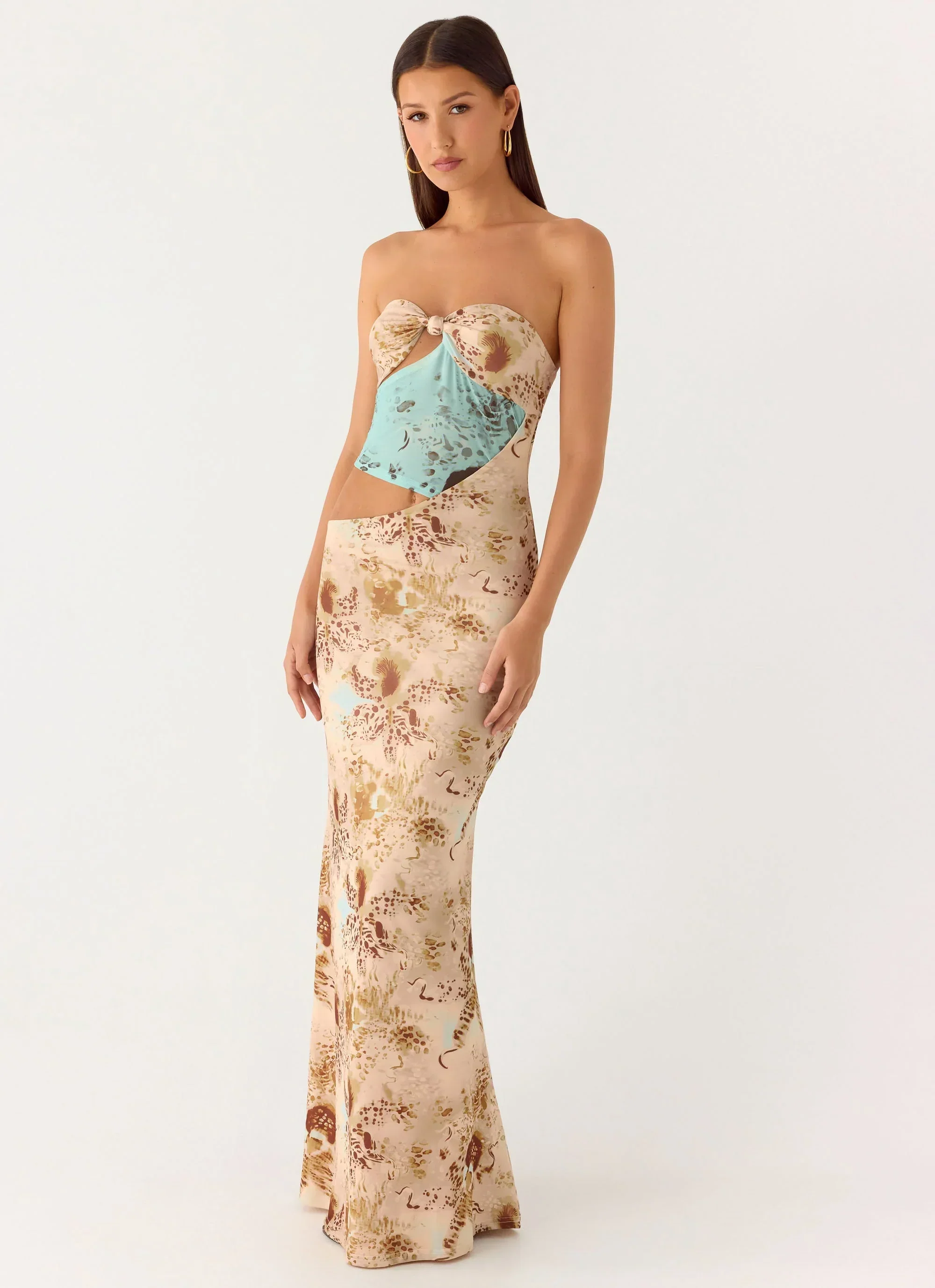 React Strapless Maxi Dress - Desert Blur