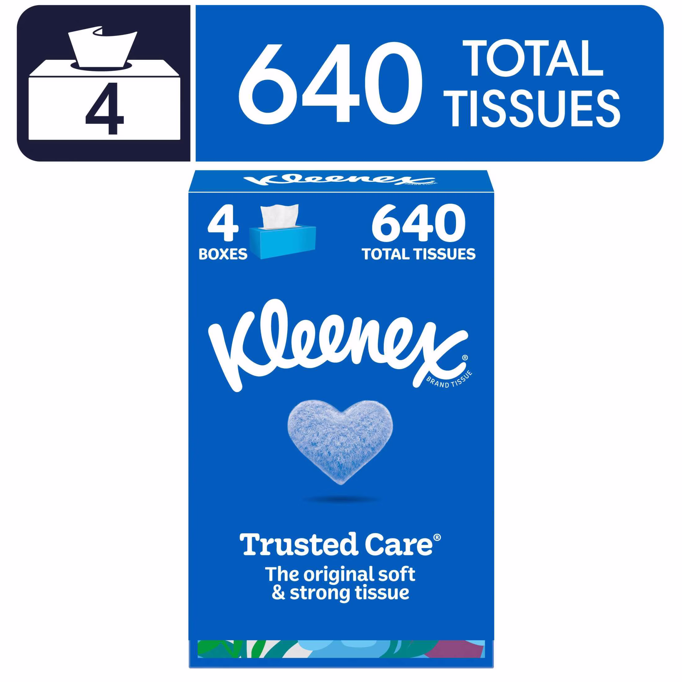 Kleenex Trusted Care 2-Ply Flat Box Facial Tissues, 6 Pack (960 Total Tissues)