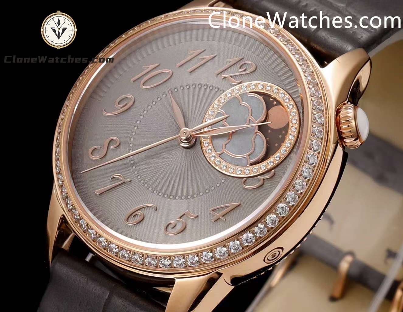Vacheron Constantin Super Clone Watches 1:1 Égérie Moon Phase 8005F/000R-B958 Grey Dial