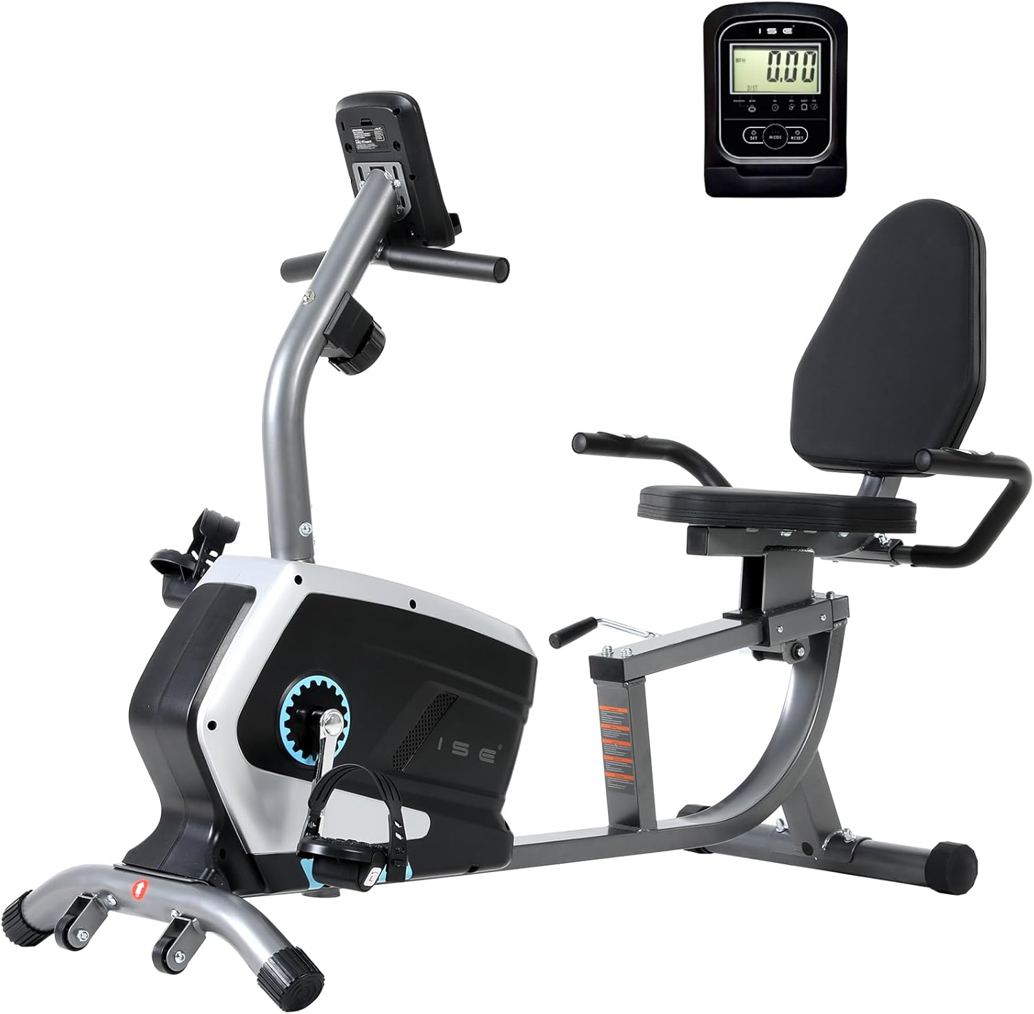 Vélo d appartement semi allongé magnétique 8 niveaux siège réglable écran LCD