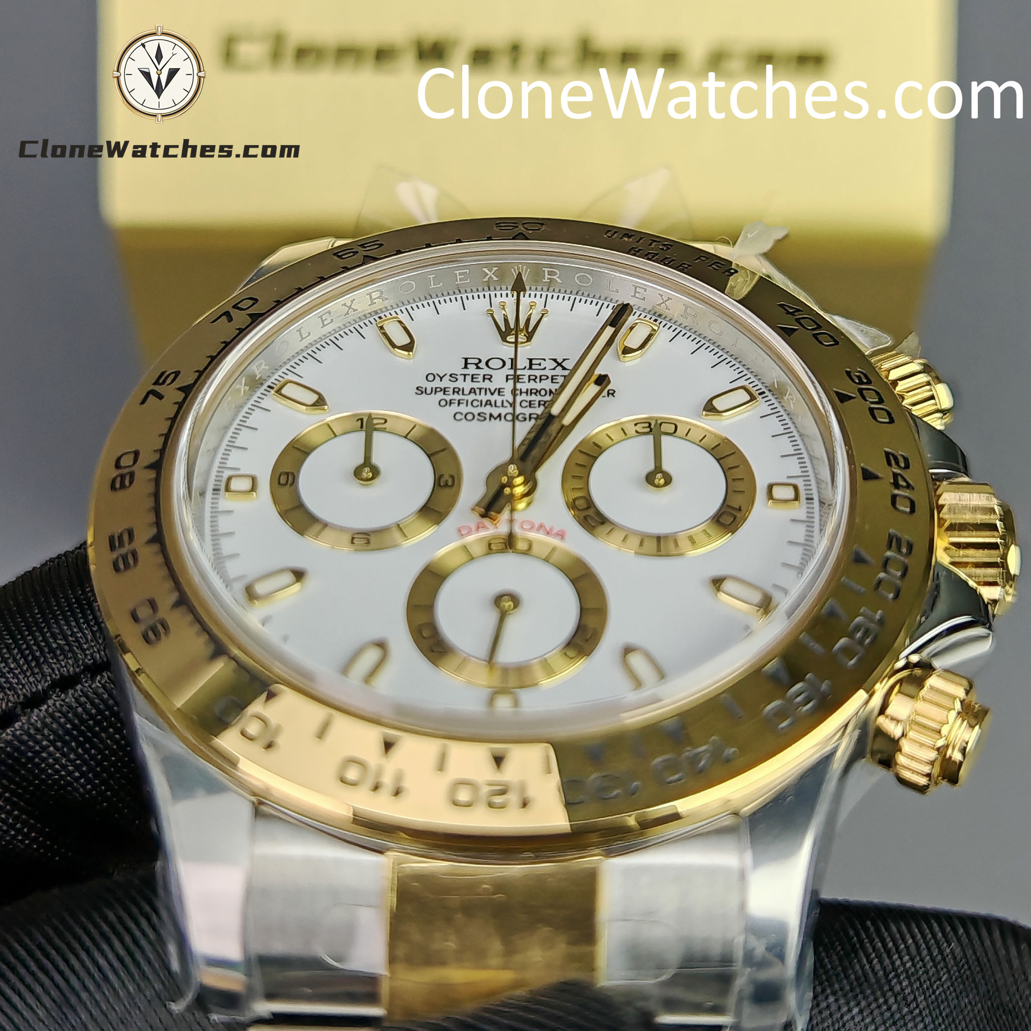 Rolex Super Clone Watches 1:1 Daytona 18k gold M116503-0001 White Dial 4130 movement