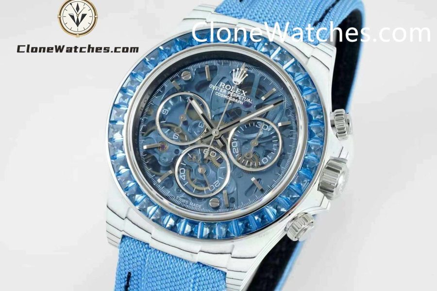 Modified Super Clone Watches 1:1 Sonic Rolex Daytona NTPT Carbon Fiber Skeleton Dial 4130 Movement