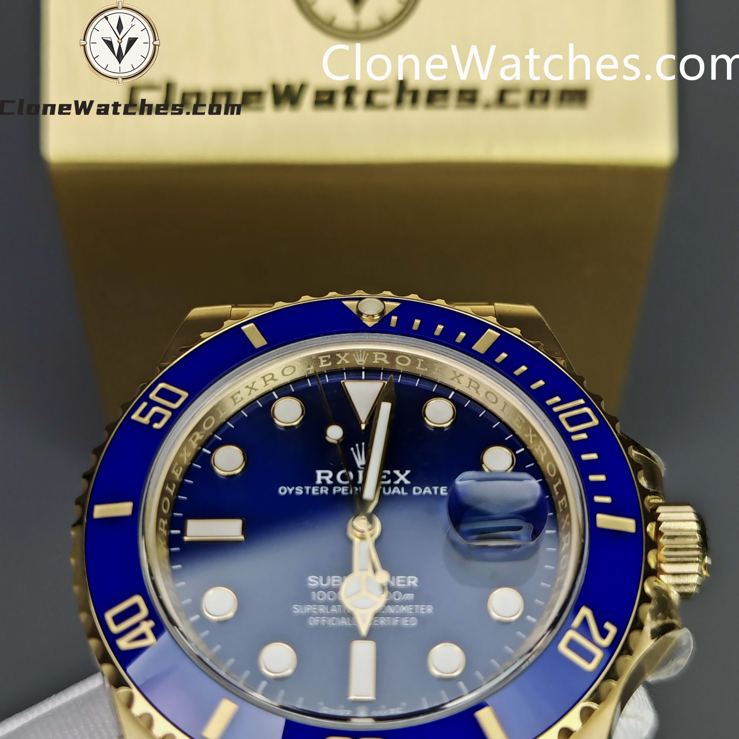 Rolex Super Clone Watches 1:1 18K Gold Blue Dial Submariner 126618LB 3235 Movement