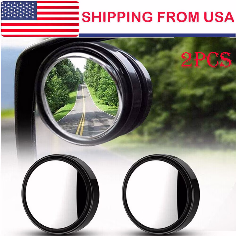 2PCS Blind Spot Mirrors Round HD Glass Convex 360° Side Rear View Mirror for Car