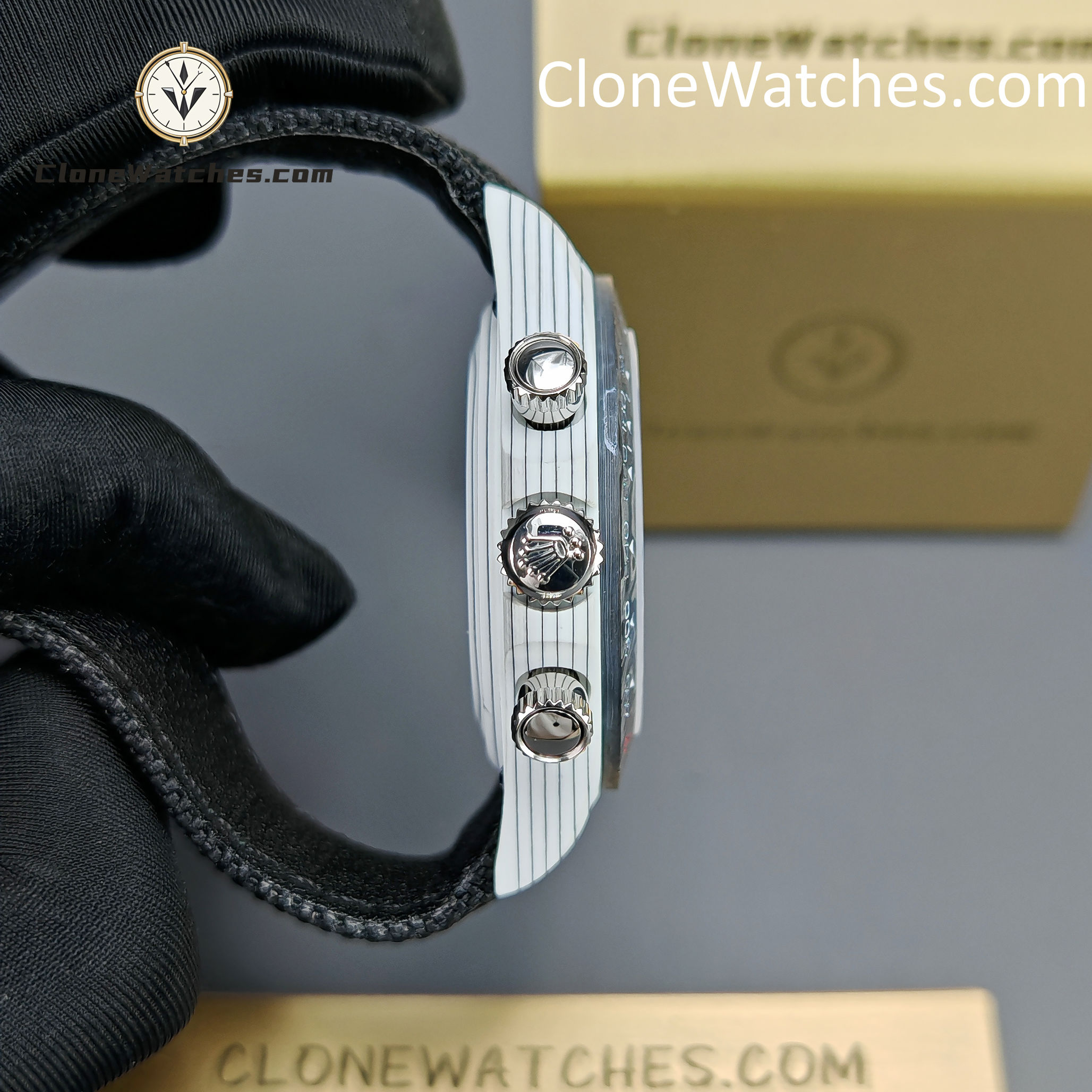 Modified Super Clone Watches 1:1 DIW Rolex Daytona 4130 Movement Black Strap