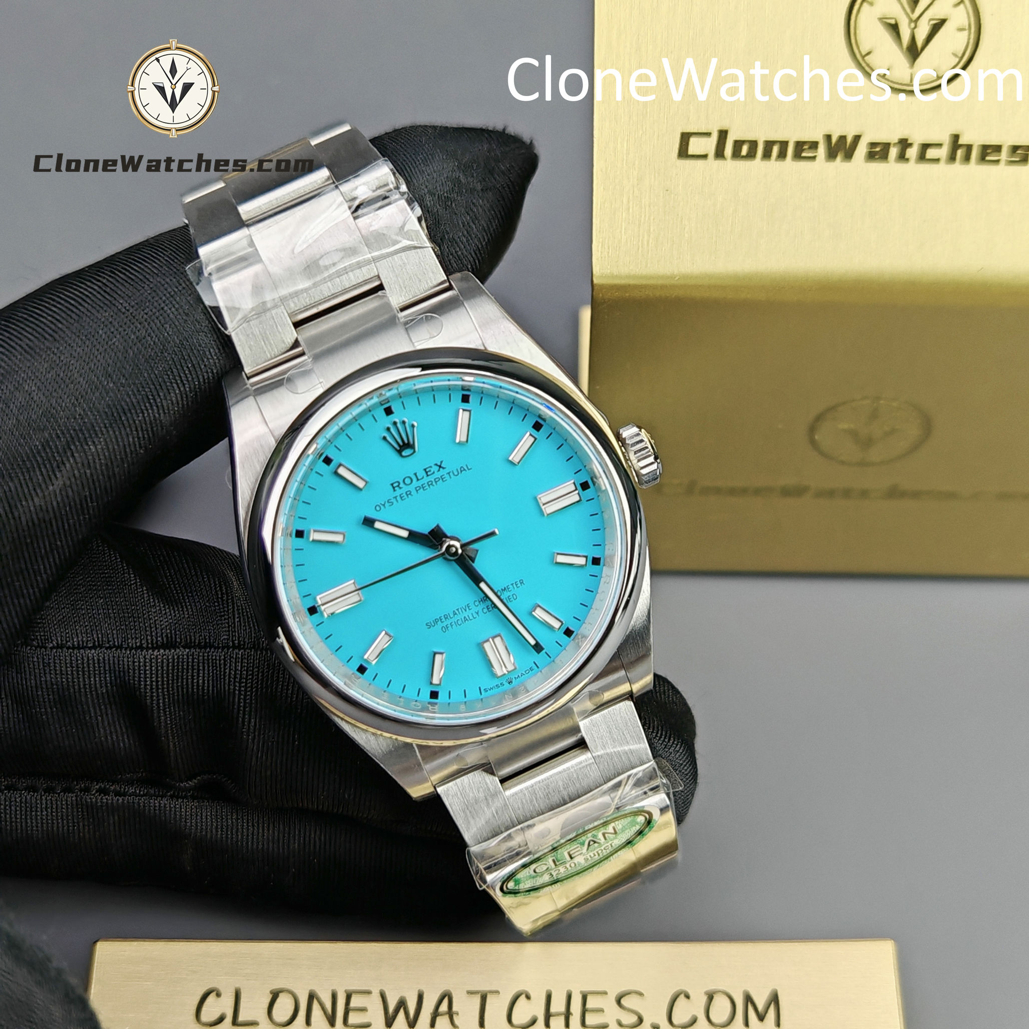 Rolex Super Clone Watches 1:1 Oyster Perpetual Turquoise Blue Dial 36mm M126000-0006 3230 Movement