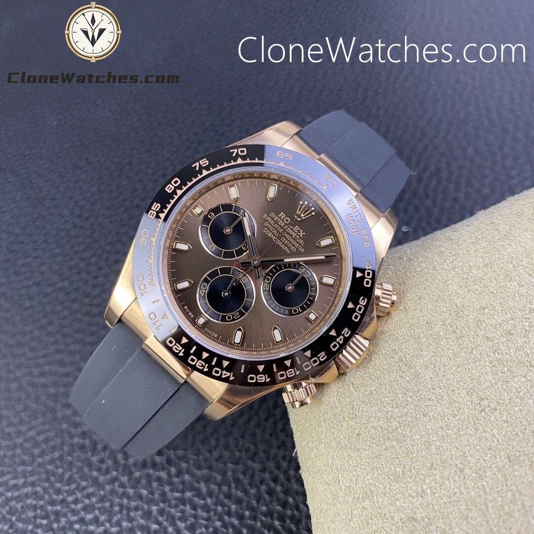 Rolex Super Clone Watches 1:1 Daytona Chocolate Dial Lume Markers M116515 Oysterflex Strap 4130 Movement