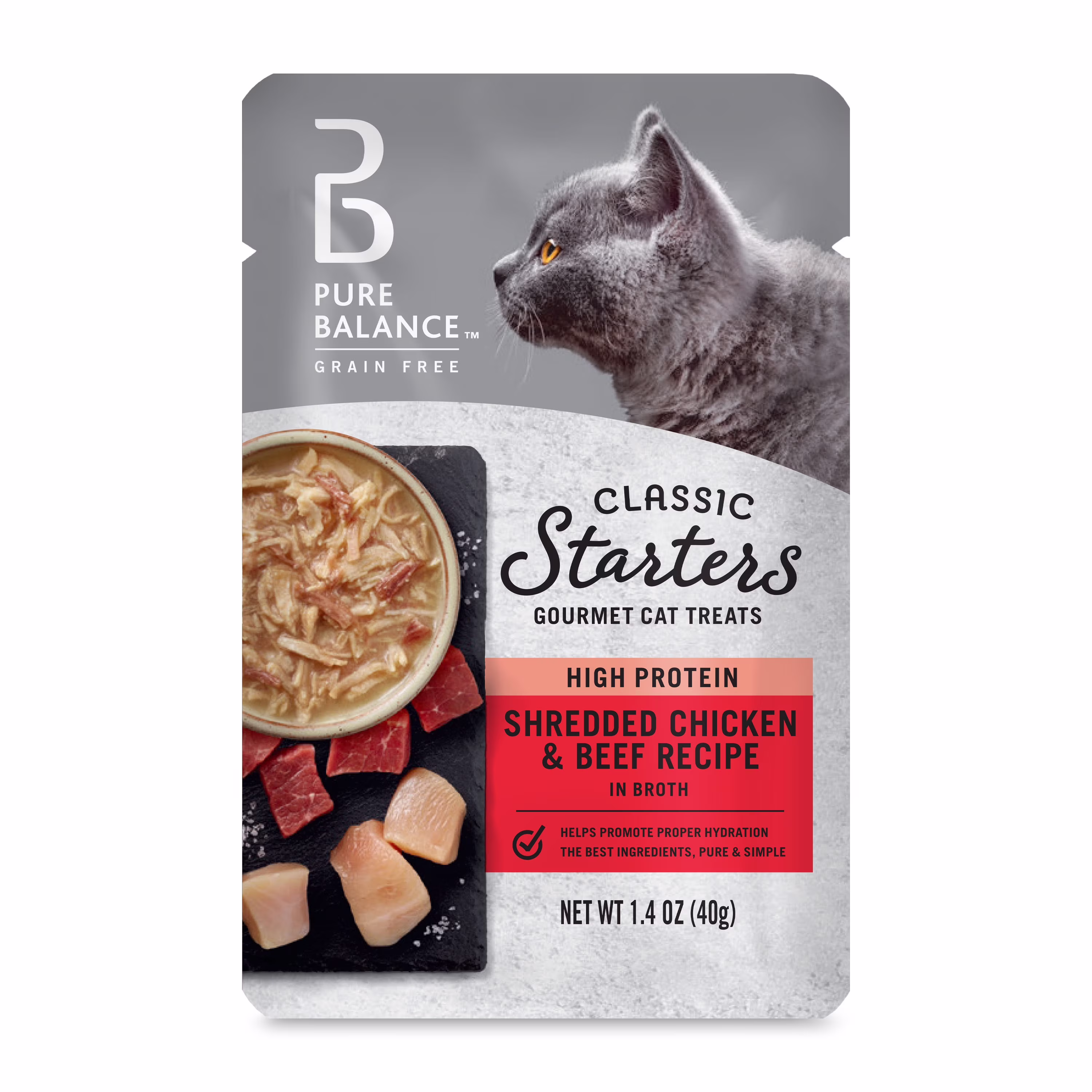 Pure Balance Classic Starters Shredded Chicken and Beef Recipe in Broth, 1.4 oz