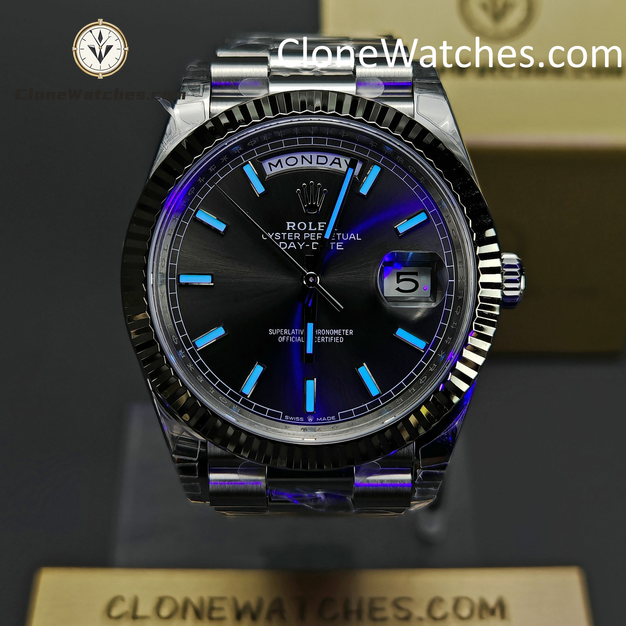 Rolex Super Clone Watches 1:1 Day Date Gray Dial 40mm m228239-0060 Presidential Bracelet VSF Version 3255 Movement