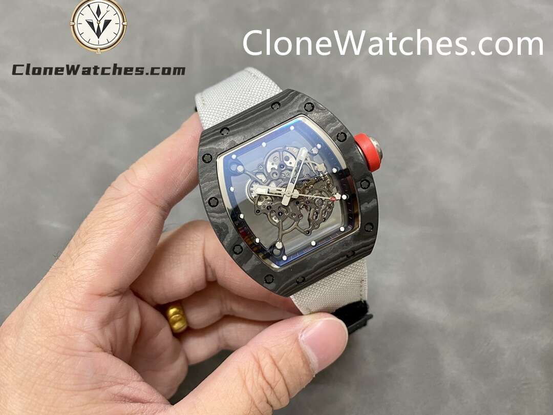 Richard Mille Super Clone Watches 1:1 RM 055 Carbon Tourbillon White Nylon Strap