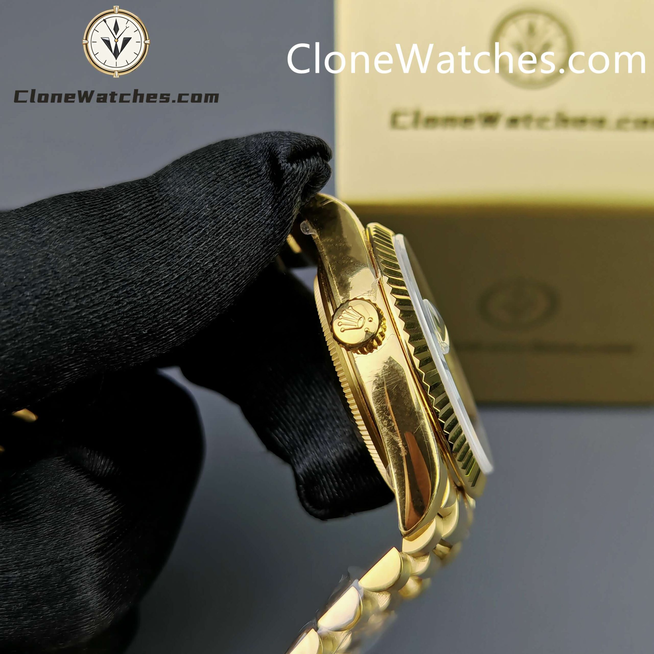 Rolex Super Clone Watches 1:1 Day Date Gold Malachite Dial 36mm 128238