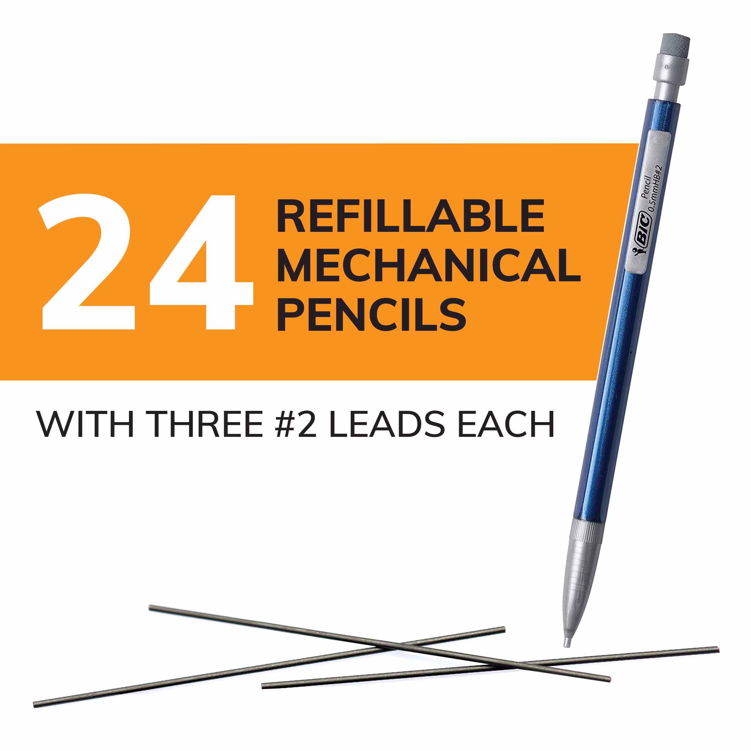 BIC Xtra-Precision Mechanical Pencil, Metallic Barrels, #2 Pencil, 24 Count