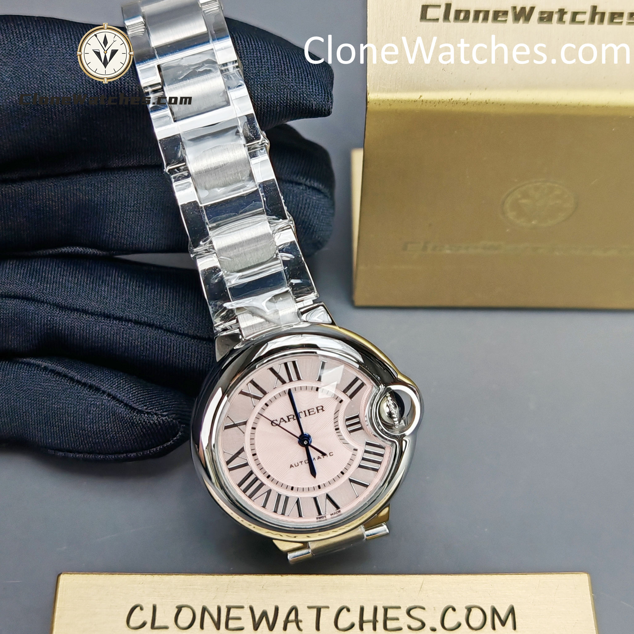 Cartier Super Clone Watches 1:1 Ballon Bleu de WSBB0068 Pink Dial Roman Scale 33mm