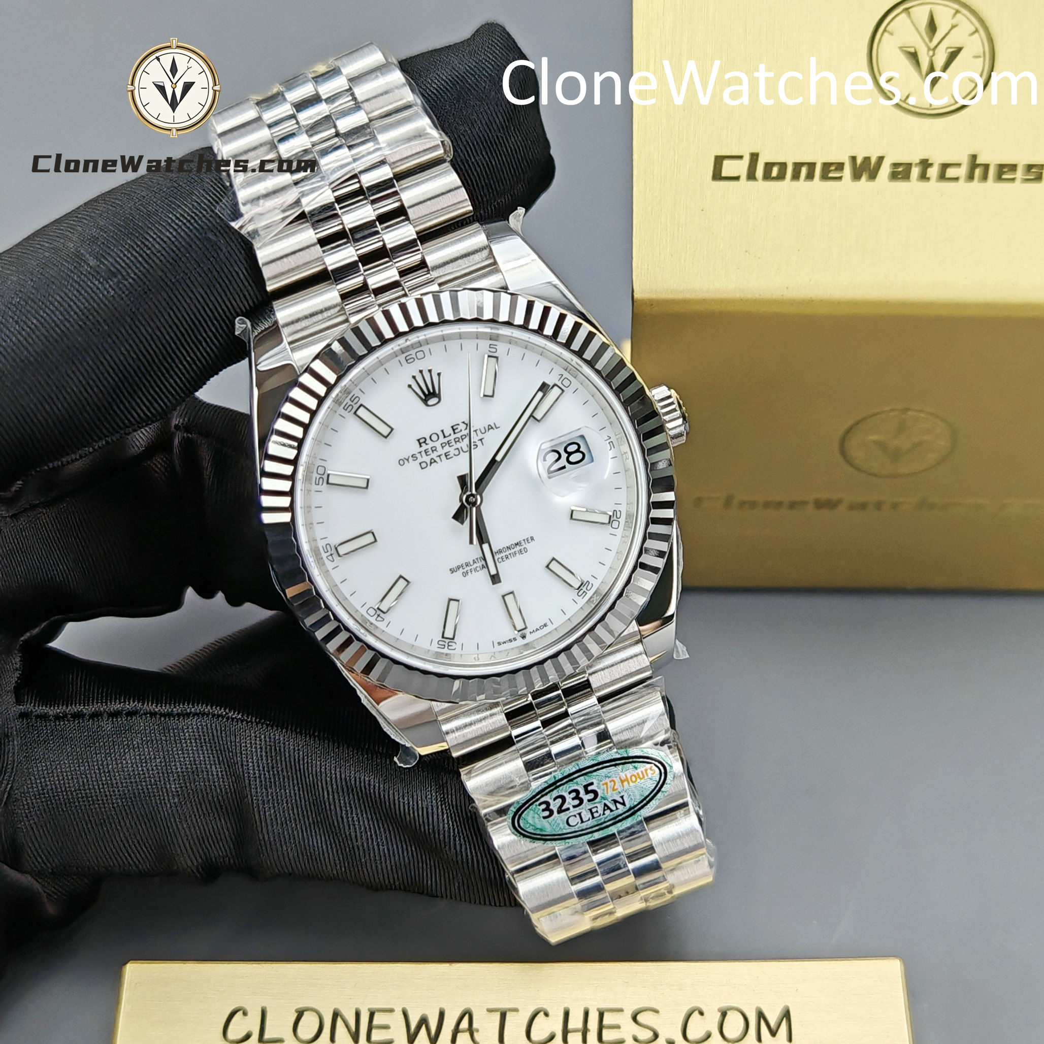 Rolex Super Clone Watches 1:1 DateJust White Dial m126334-0010 Jubilee 41MM 3235 Movement