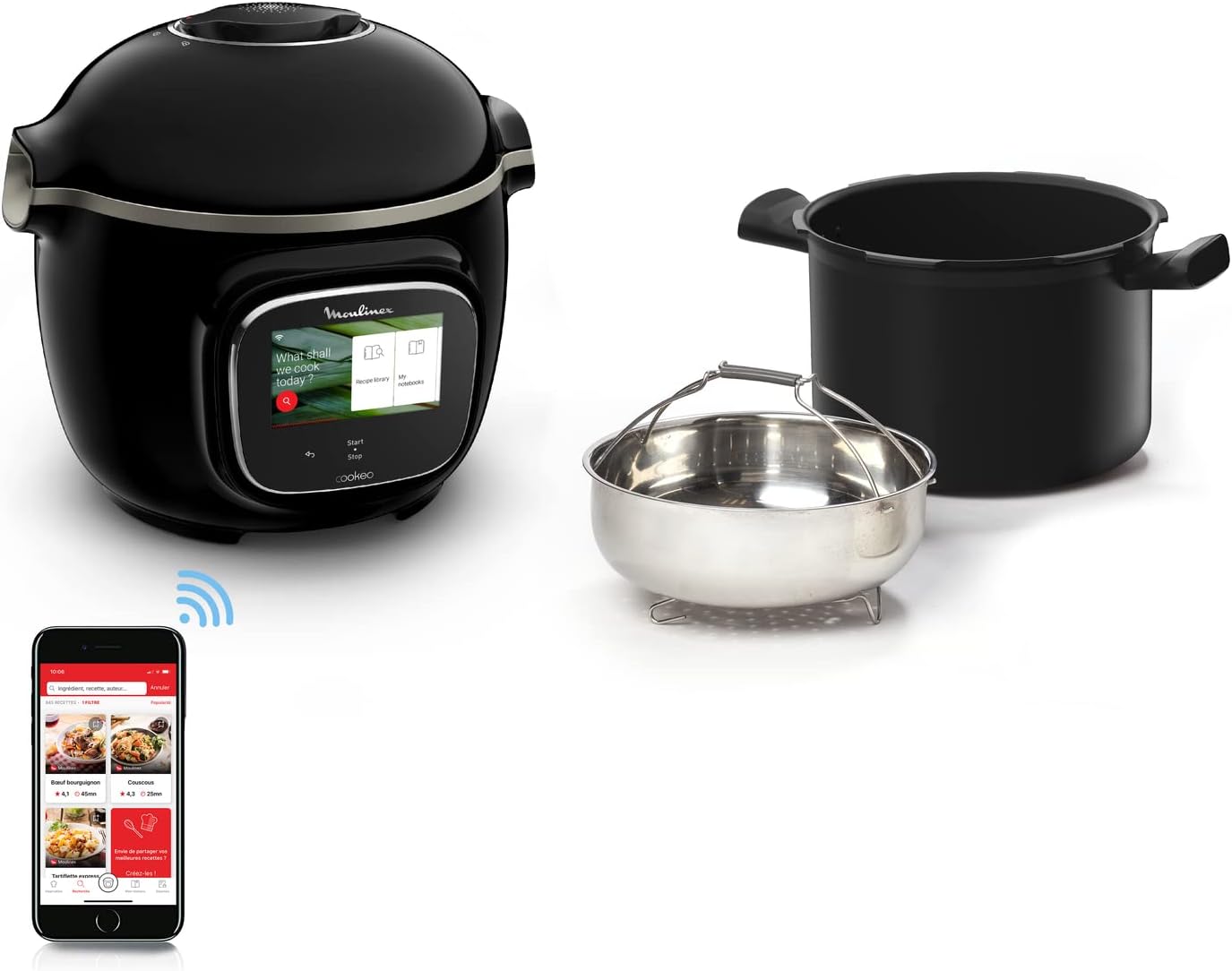 Multicuiseur Cookeo Touch Wifi 6L haute pression 250 recettes app