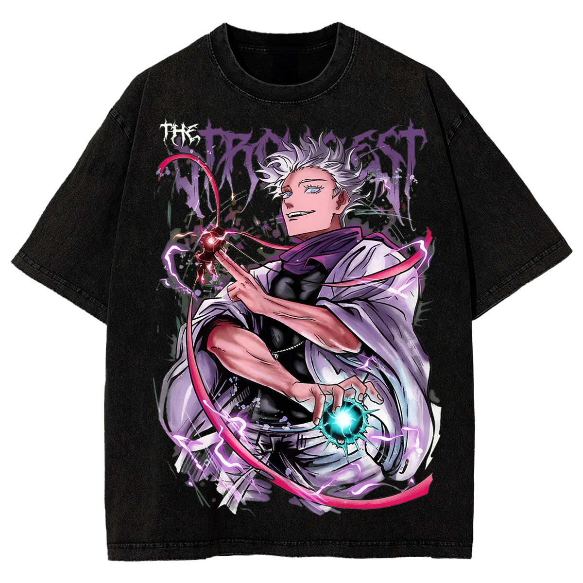Vintage Manga Graphic Tee Satoru Gojo Jujutsu Kaisen Anime Washed T-Shirt