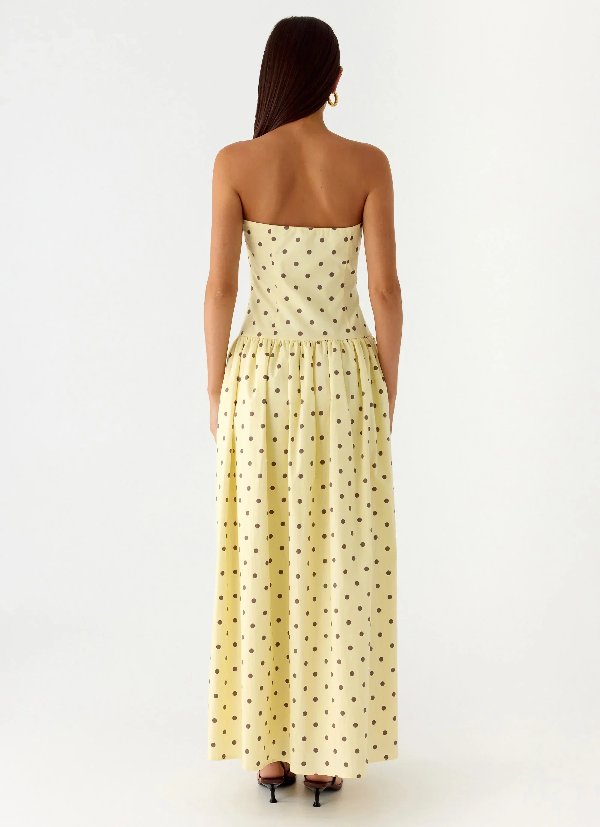 Andorra Maxi Dress - Yellow Polkadot
