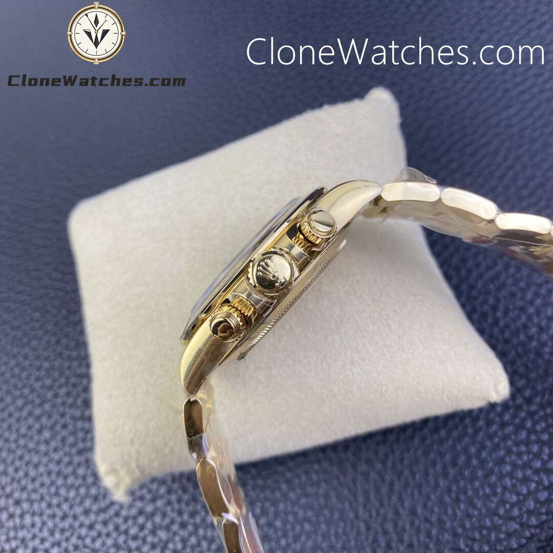 Rolex Super Clone Watches 1:1 Daytona 18K Gold Black Diamonds Dial M116508-0008 4130 Movement