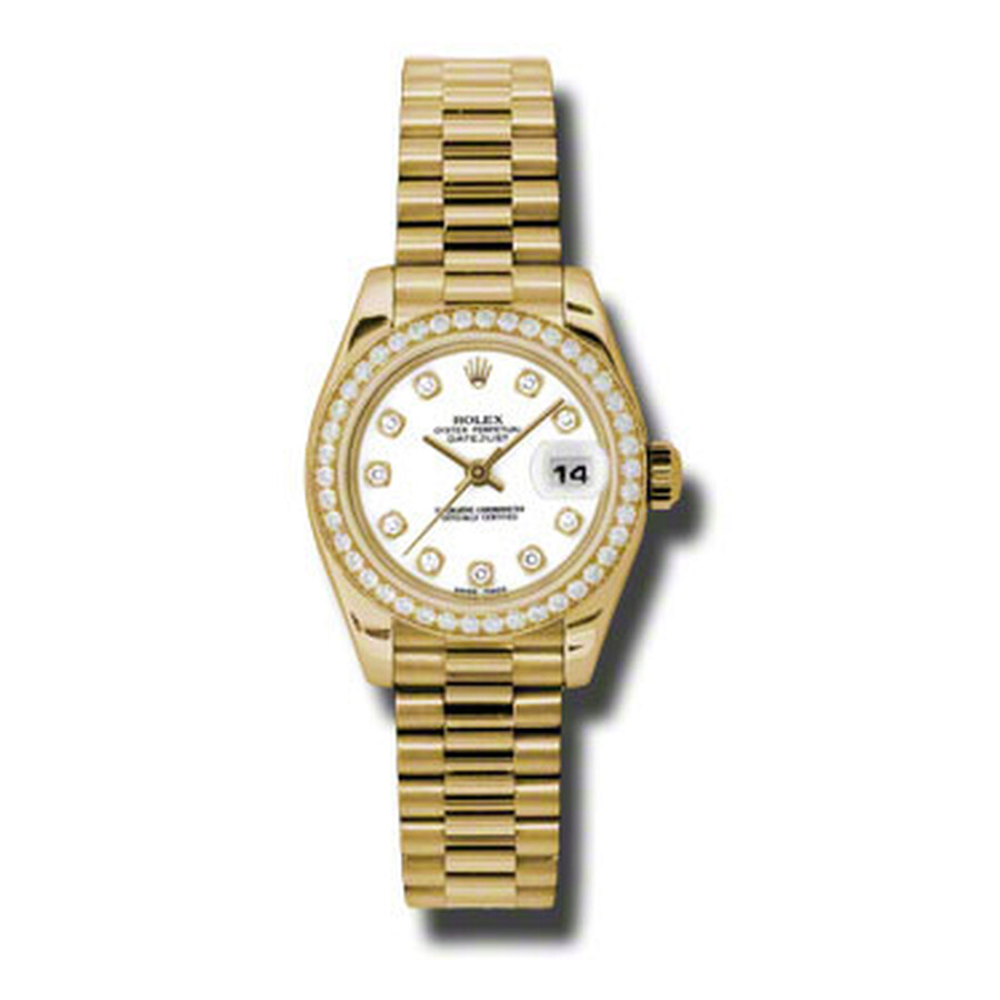Rolex Lady-Datejust 26 White Dial 18K Yellow Gold President Automatic Ladies Watch 179138WDP（Lifetime free warranty+90-days replacement service & Refund!.）