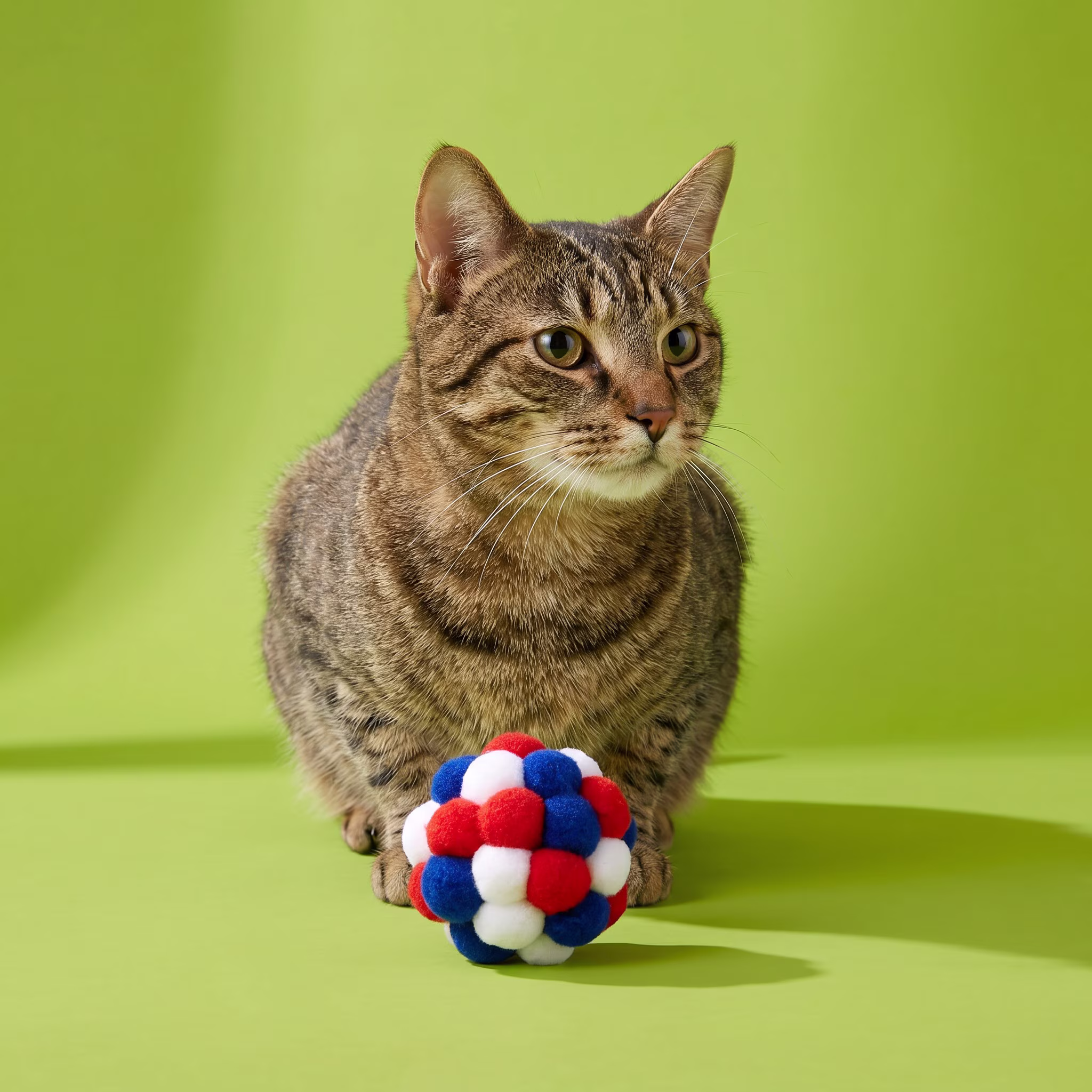 Vibrant Life Red/White/Blue Pom Pom Cat Toy
