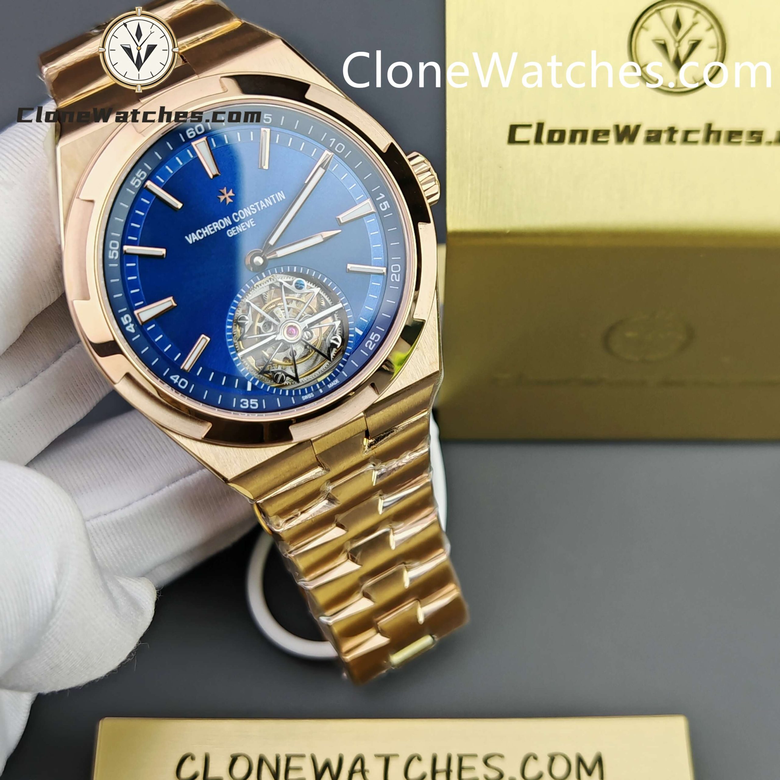 Vacheron Constantin Super Clone Watches 1:1 Overseas Tourbillon Rose Gold 6000V/210R-B733 42.5MM